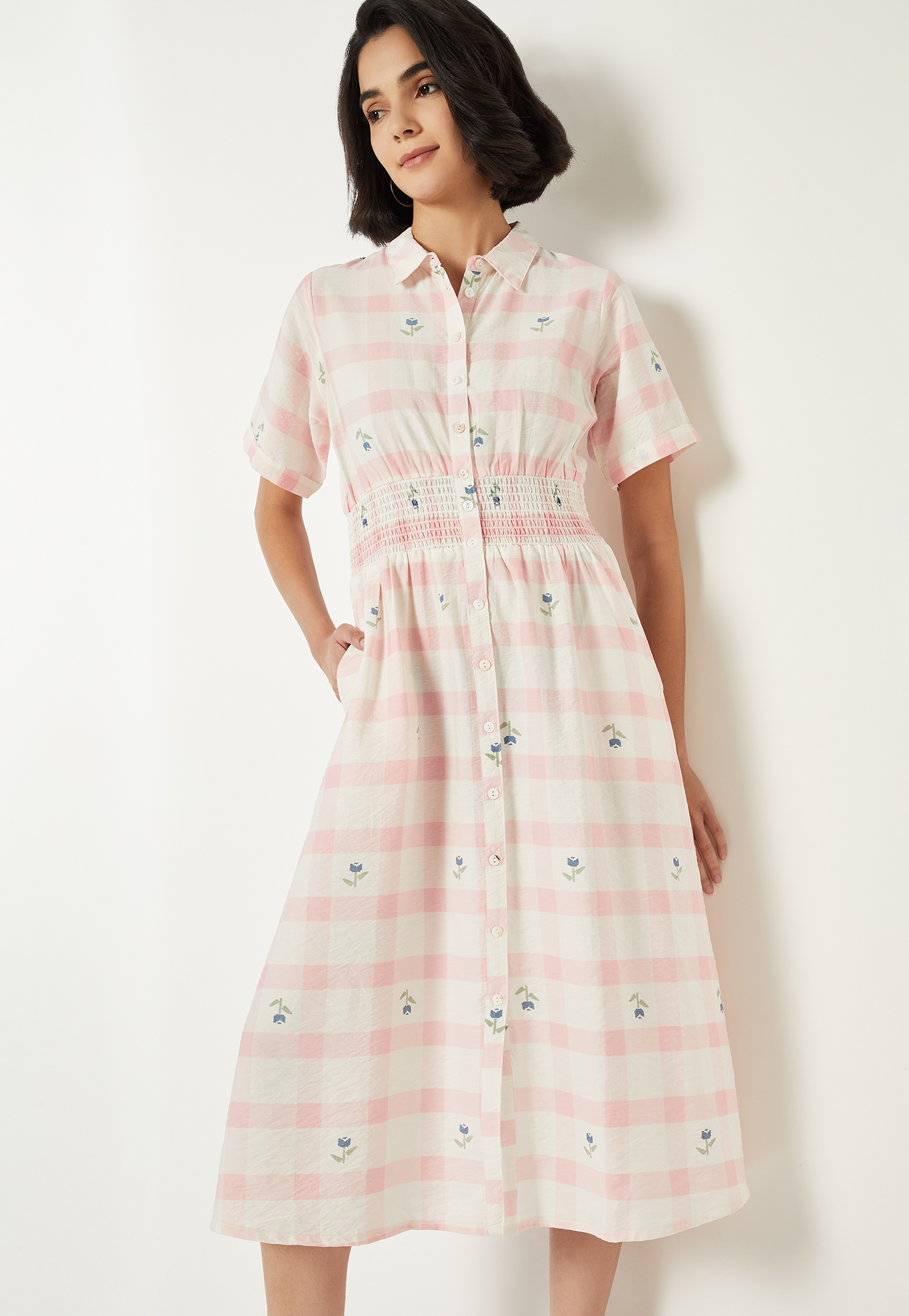 Women Checked Shirt Dress-picture-44