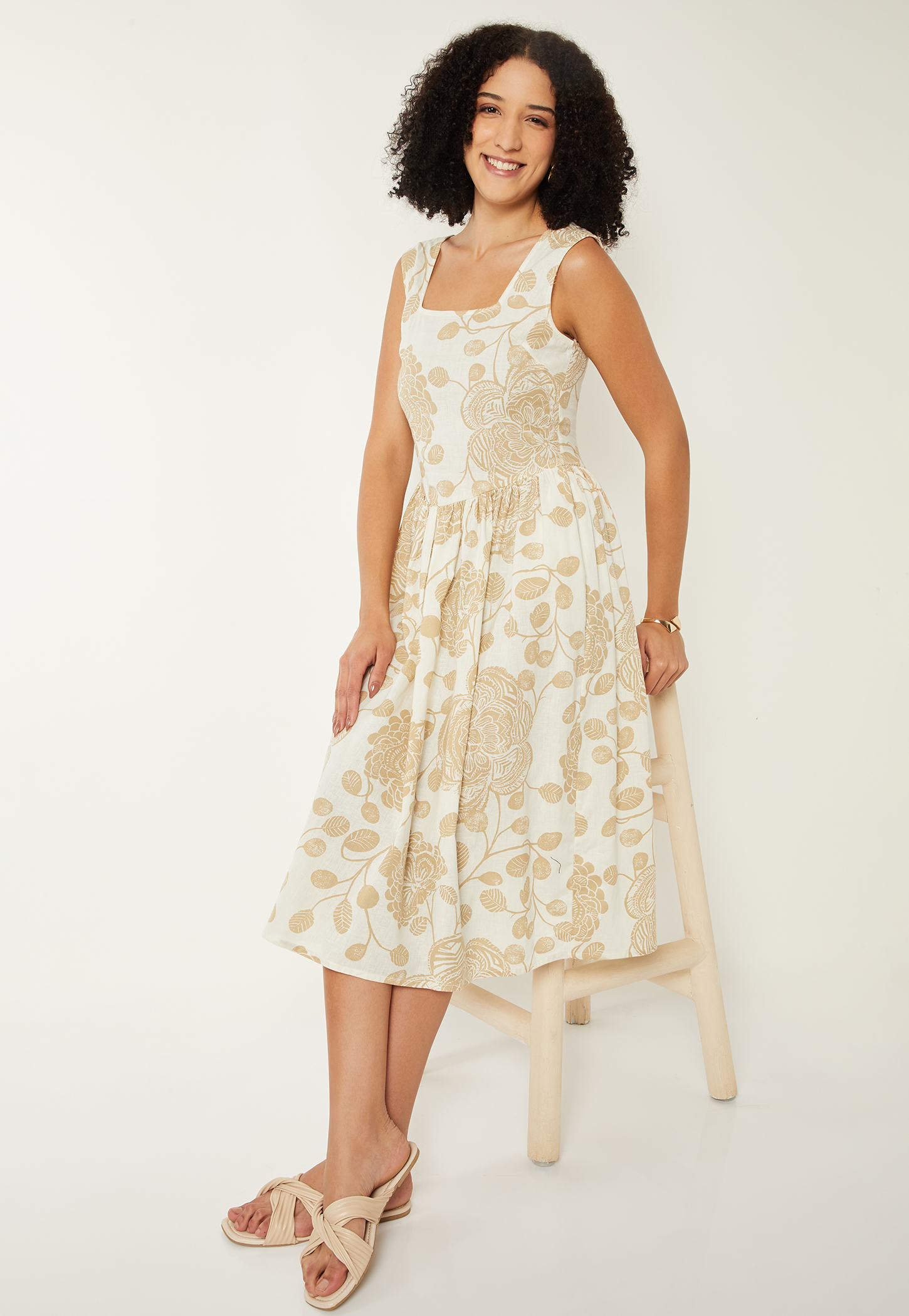 Women Printed Fit & Flare Midi Dress-image-6