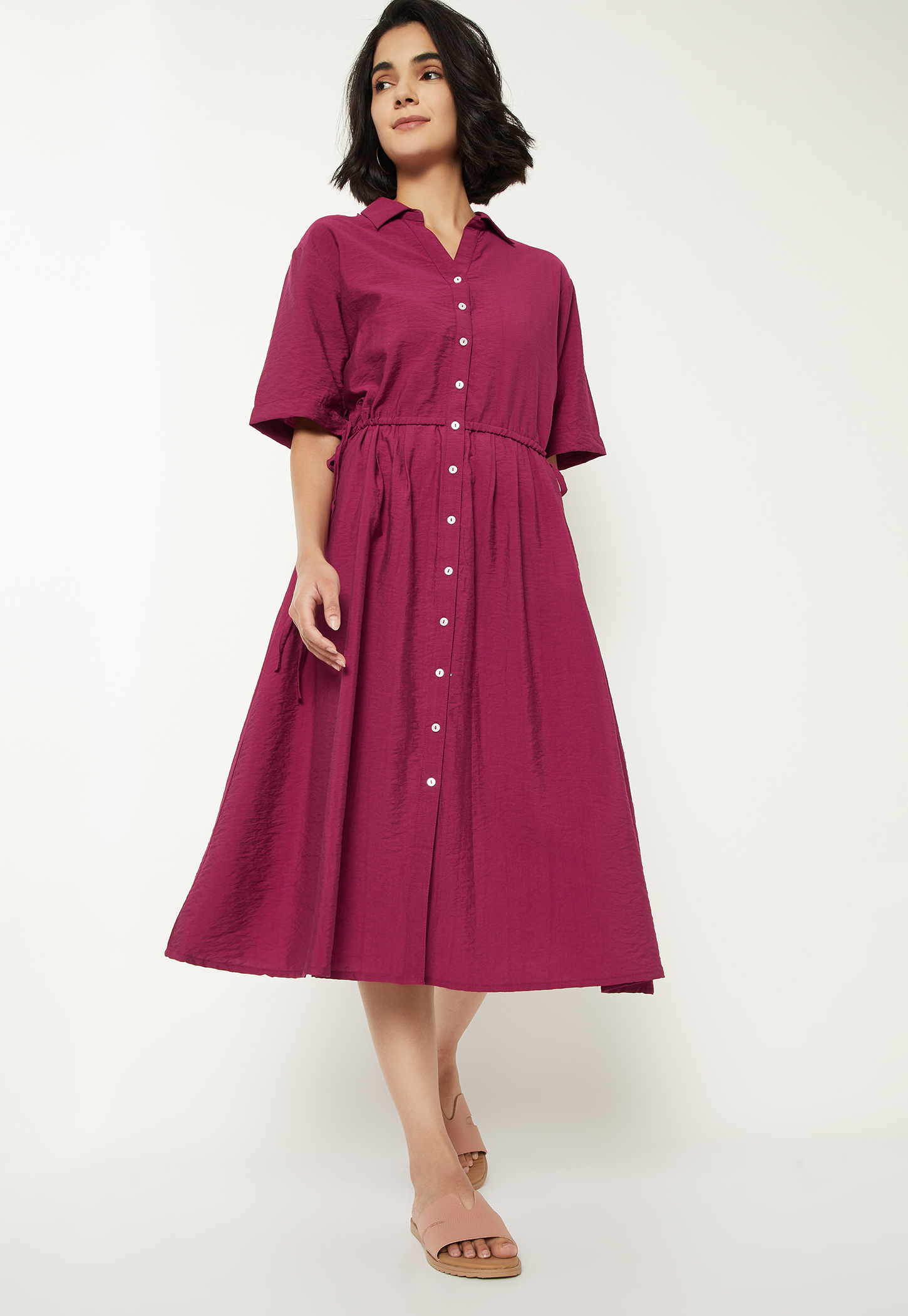 Women Solid Shirt Dress-picture-11