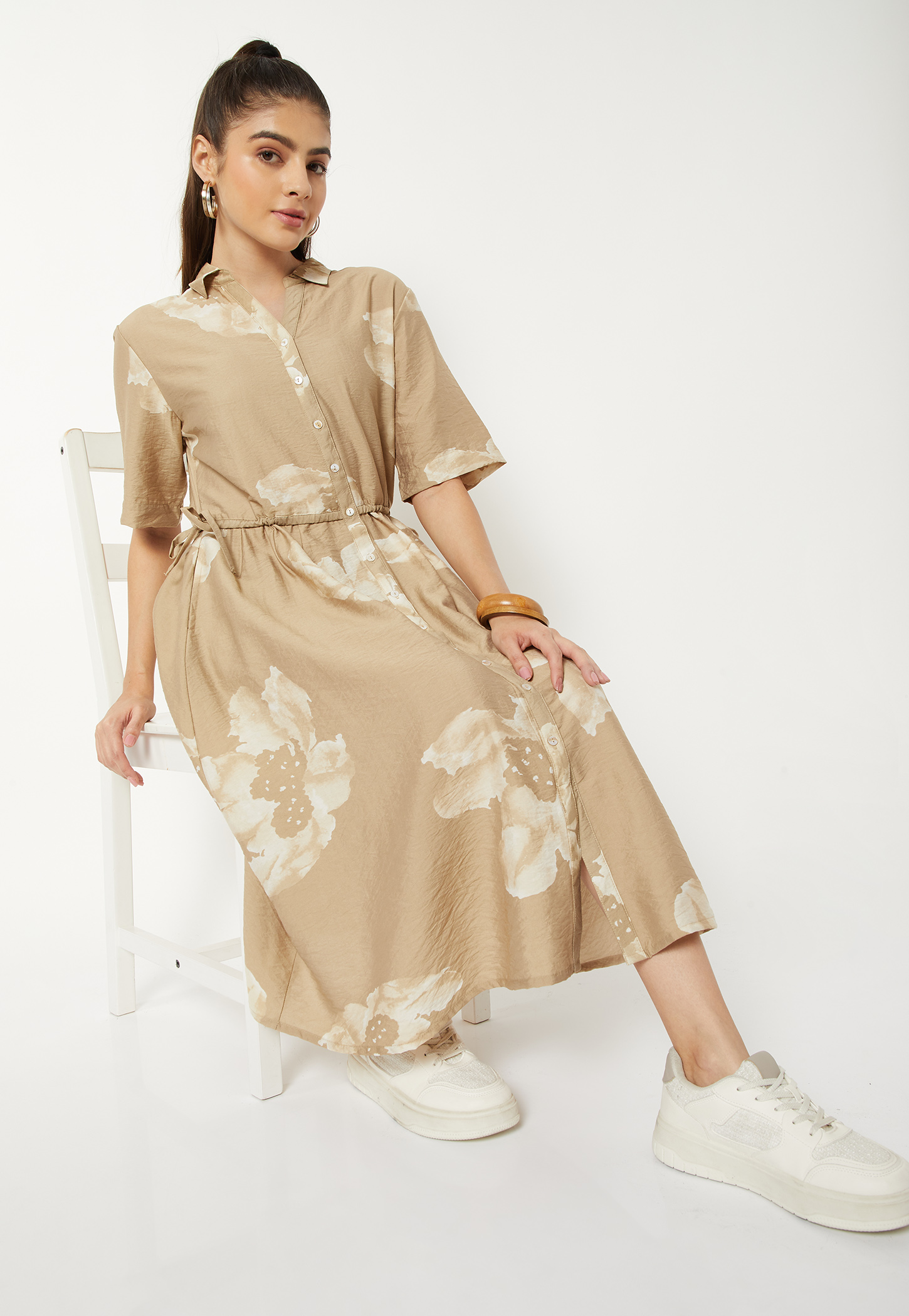 Women Floral Print Shirt Dress-picture-13