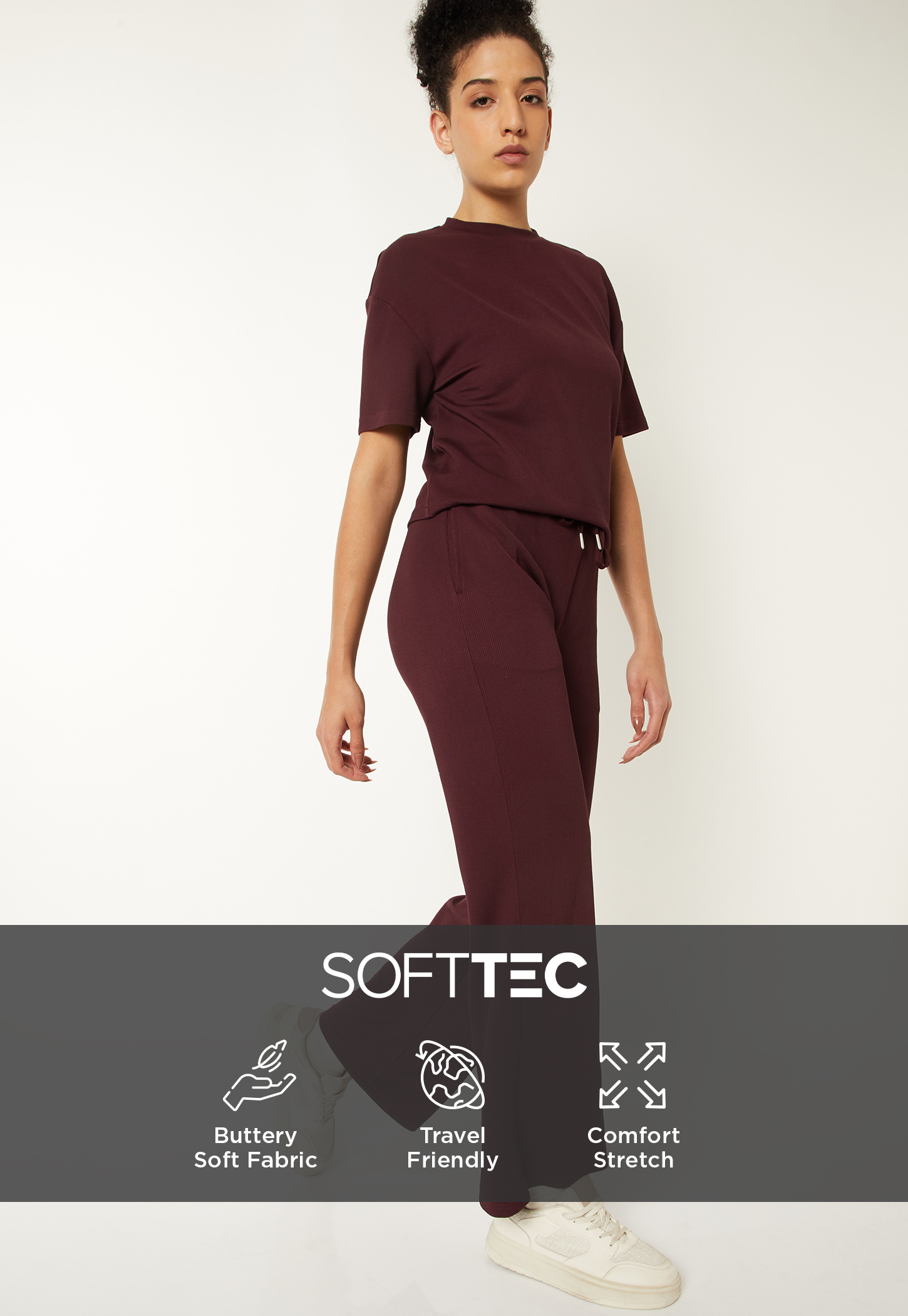 Women Solid Wide Leg Sports Track Pants-picture-28