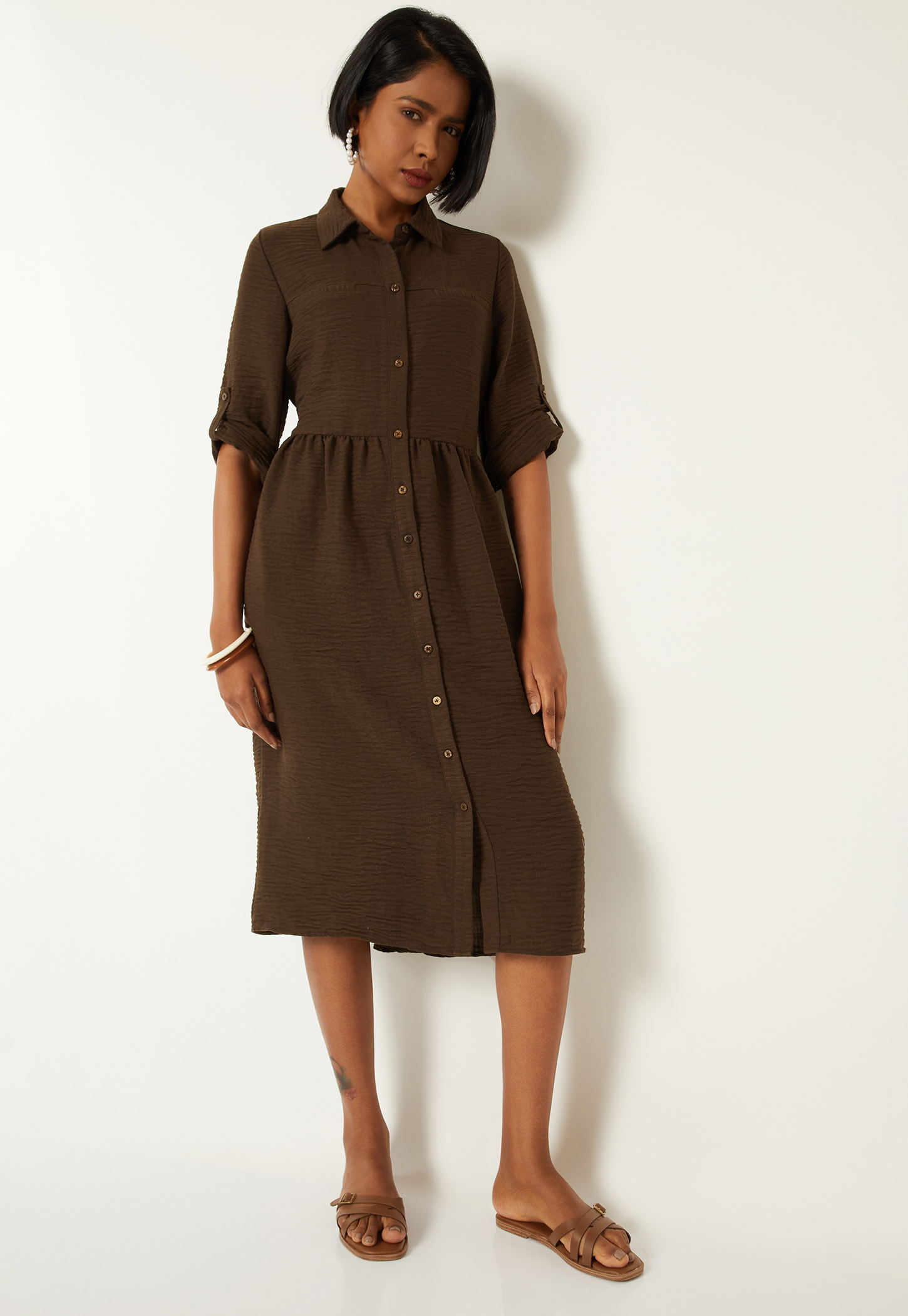 Women Solid A-line Shirt Dress-picture-45