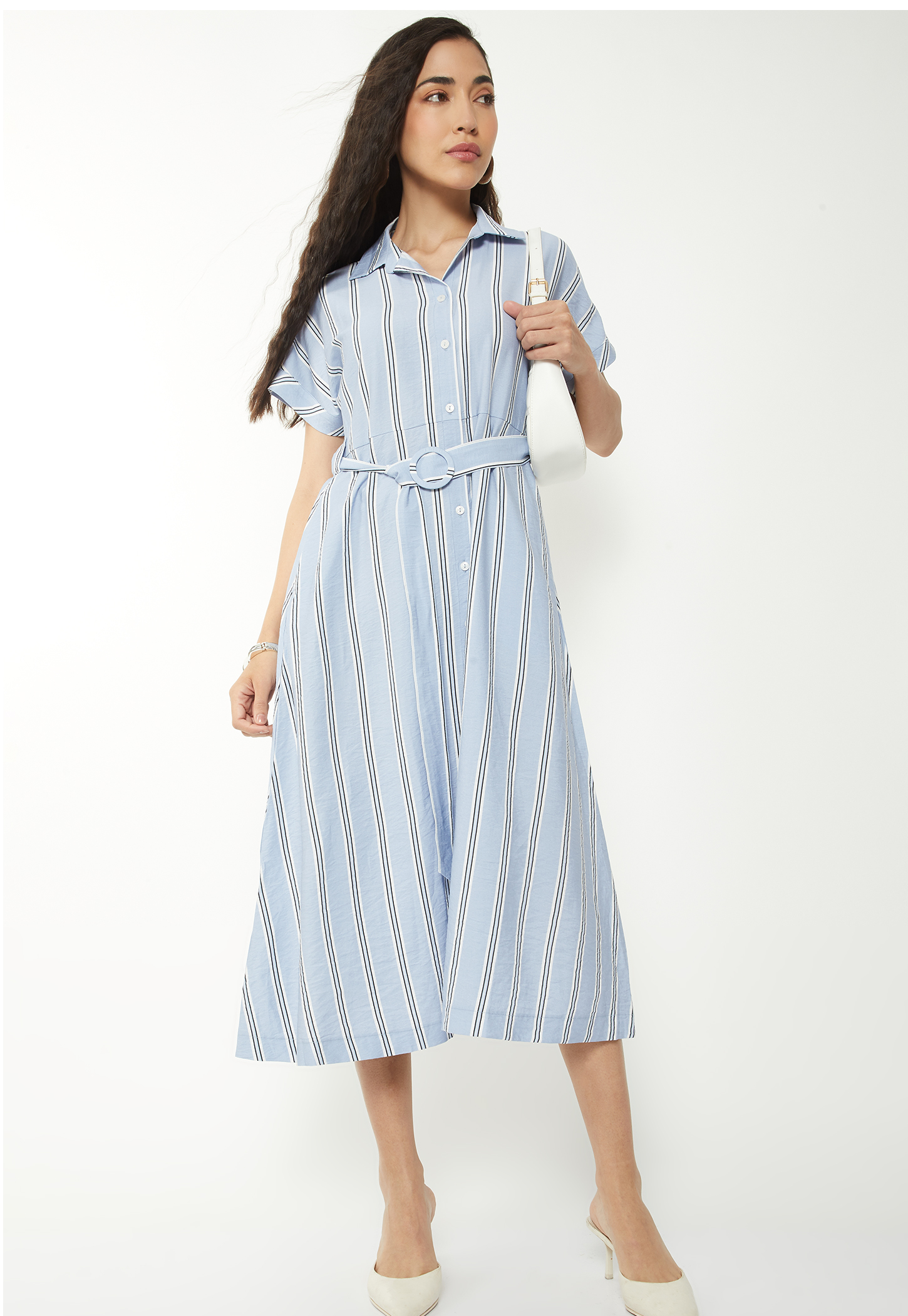 Women Striped Shirt Dress-picture-50