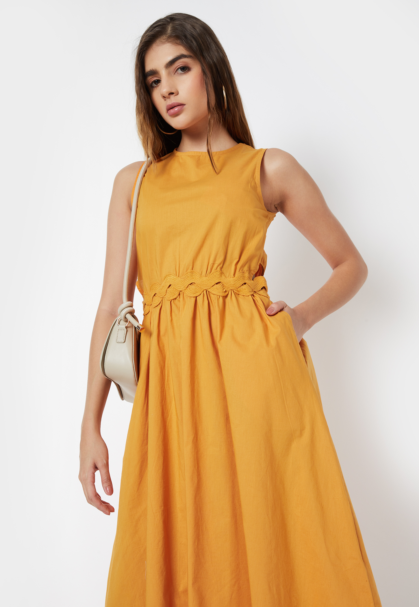 Women Midi Dress with Cut-Out Sides-picture-36