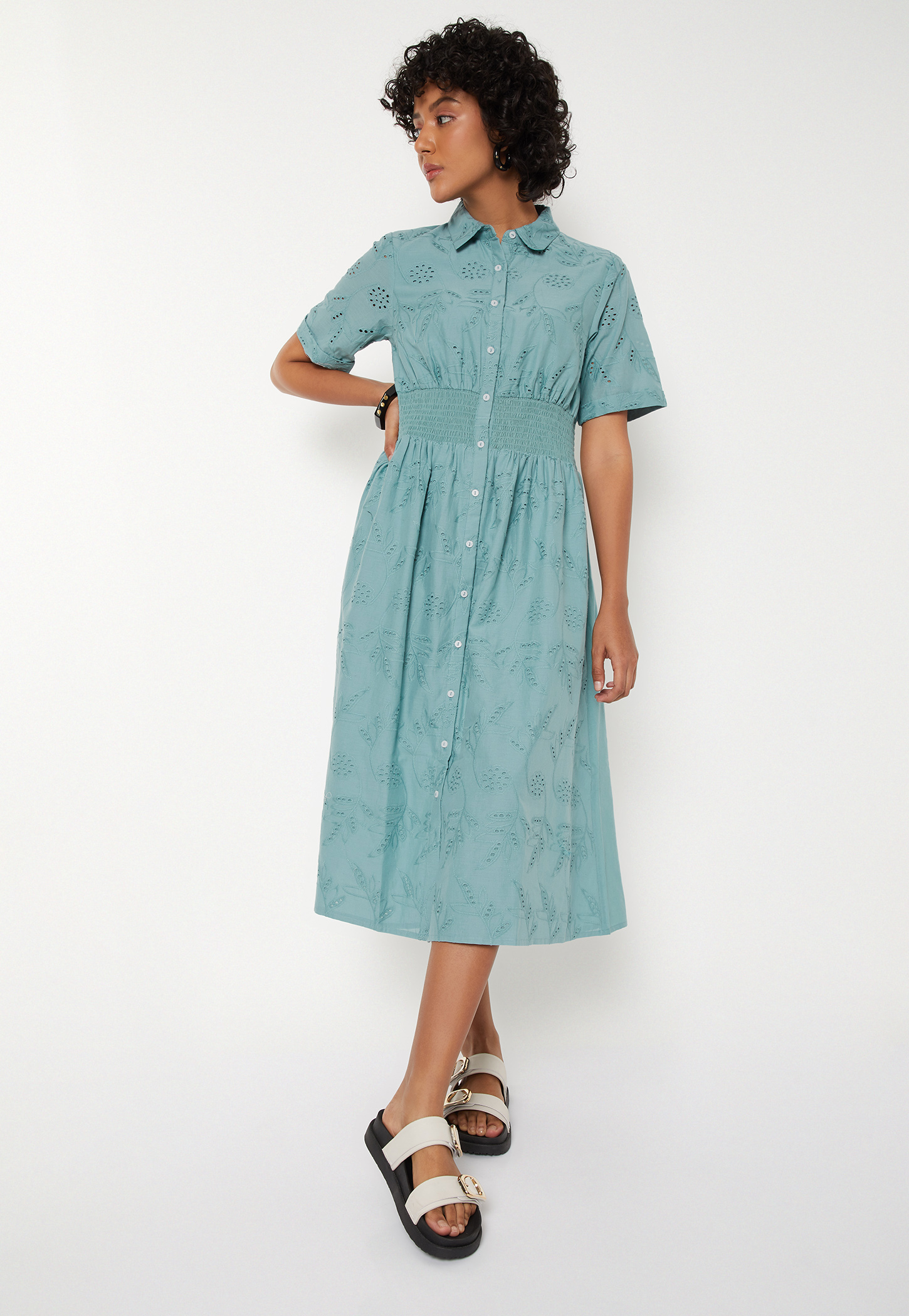 Women Schiffli Shirt Dress-picture-47