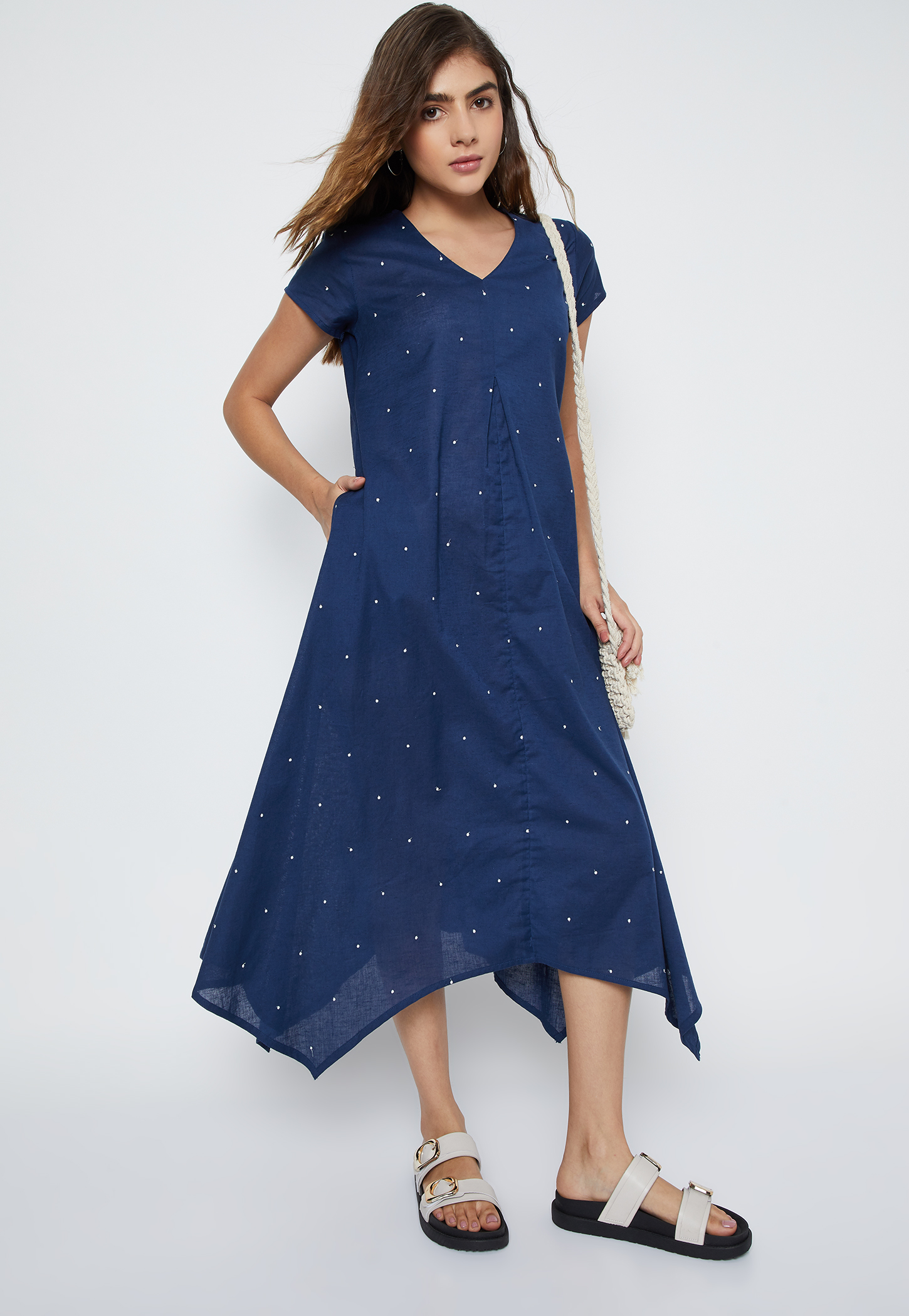 Women Embroidered Asymmetric Hem Dress-picture-49