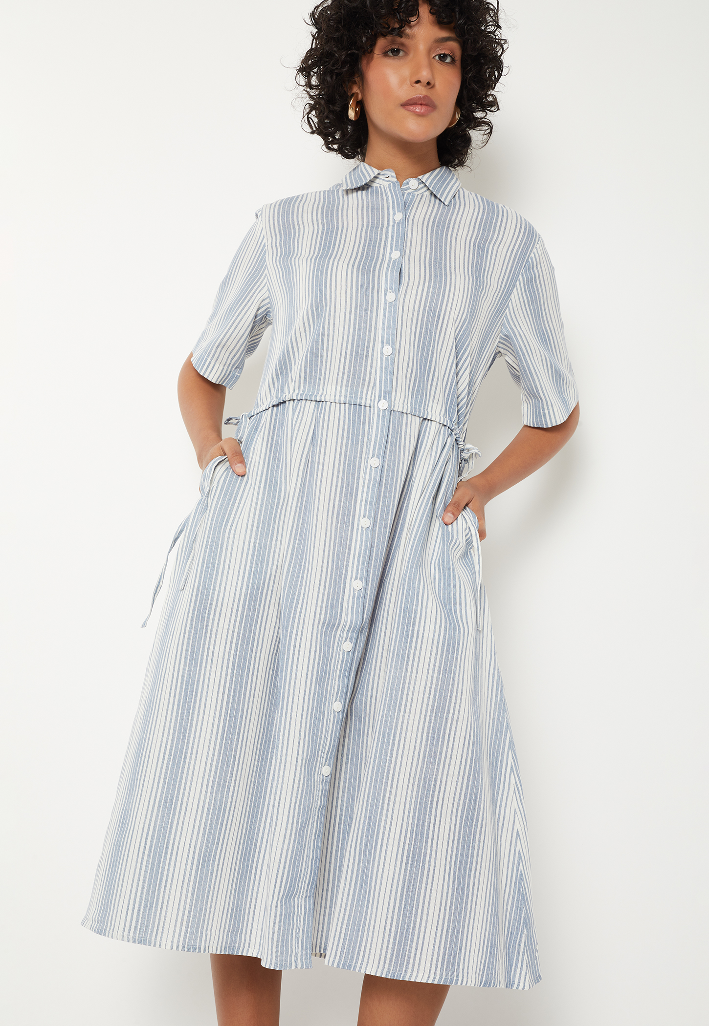 Women Striped Shirt Dress-picture-27