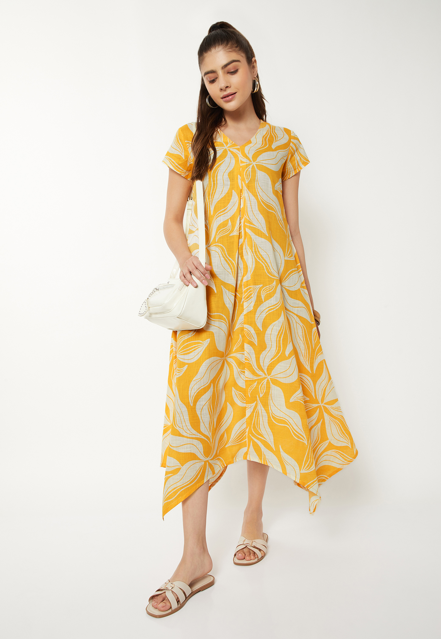 Women Printed Handkerchief Hem Dress-picture-50