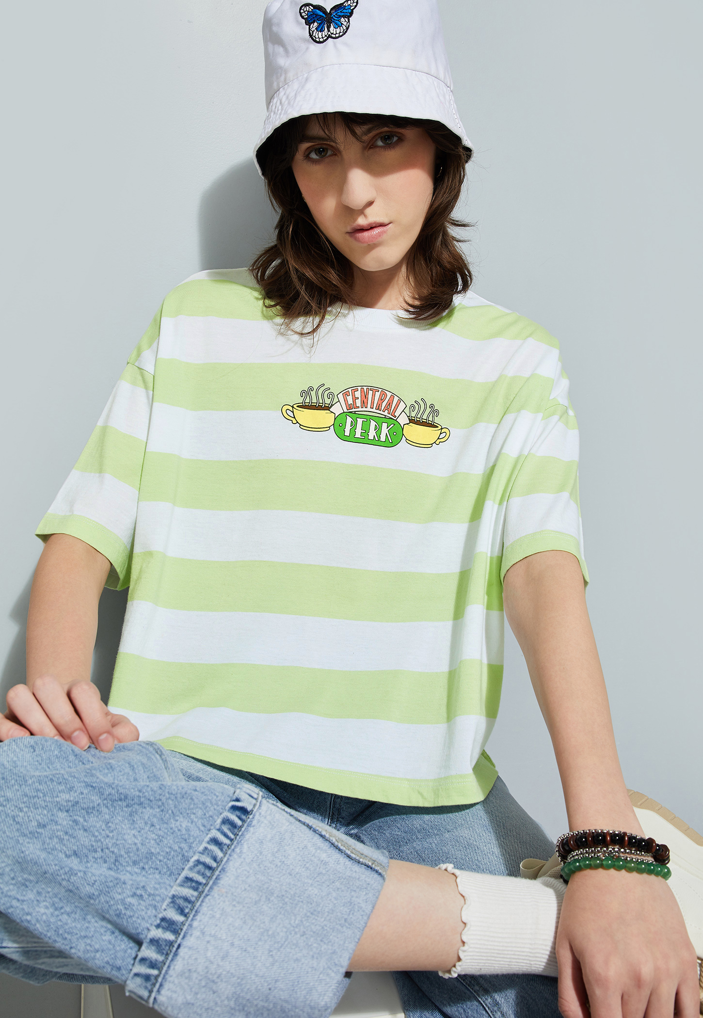 URB_N Women Friends Striped Boxy Fit T-shirt-picture-30