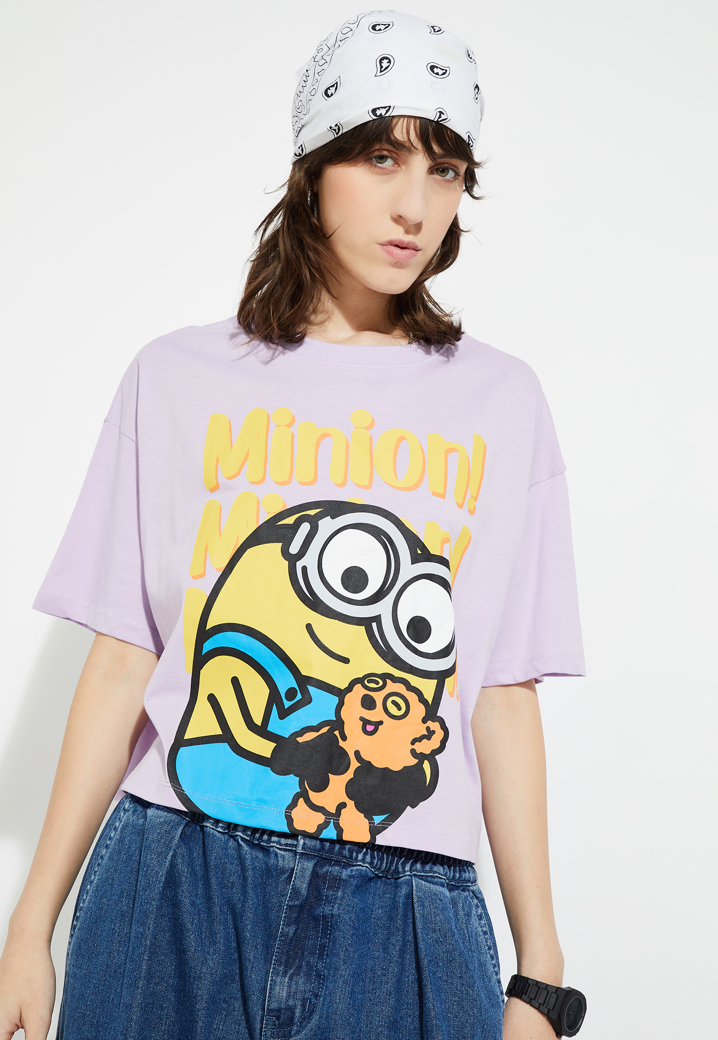 URB_N Women Minion Print Boxy Fit T-shirt-picture-41