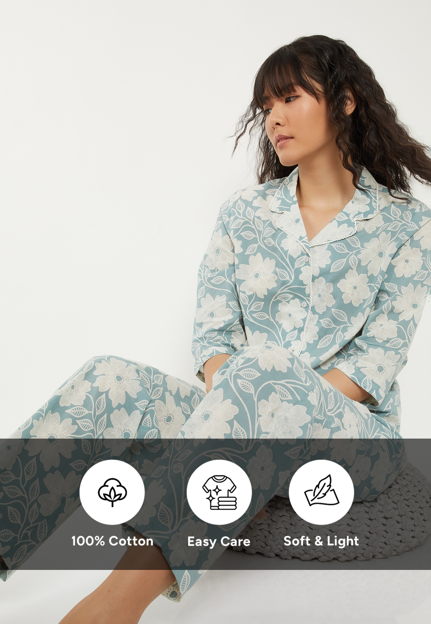 Women Pure Cotton Floral Printed PJ Set-picture-24