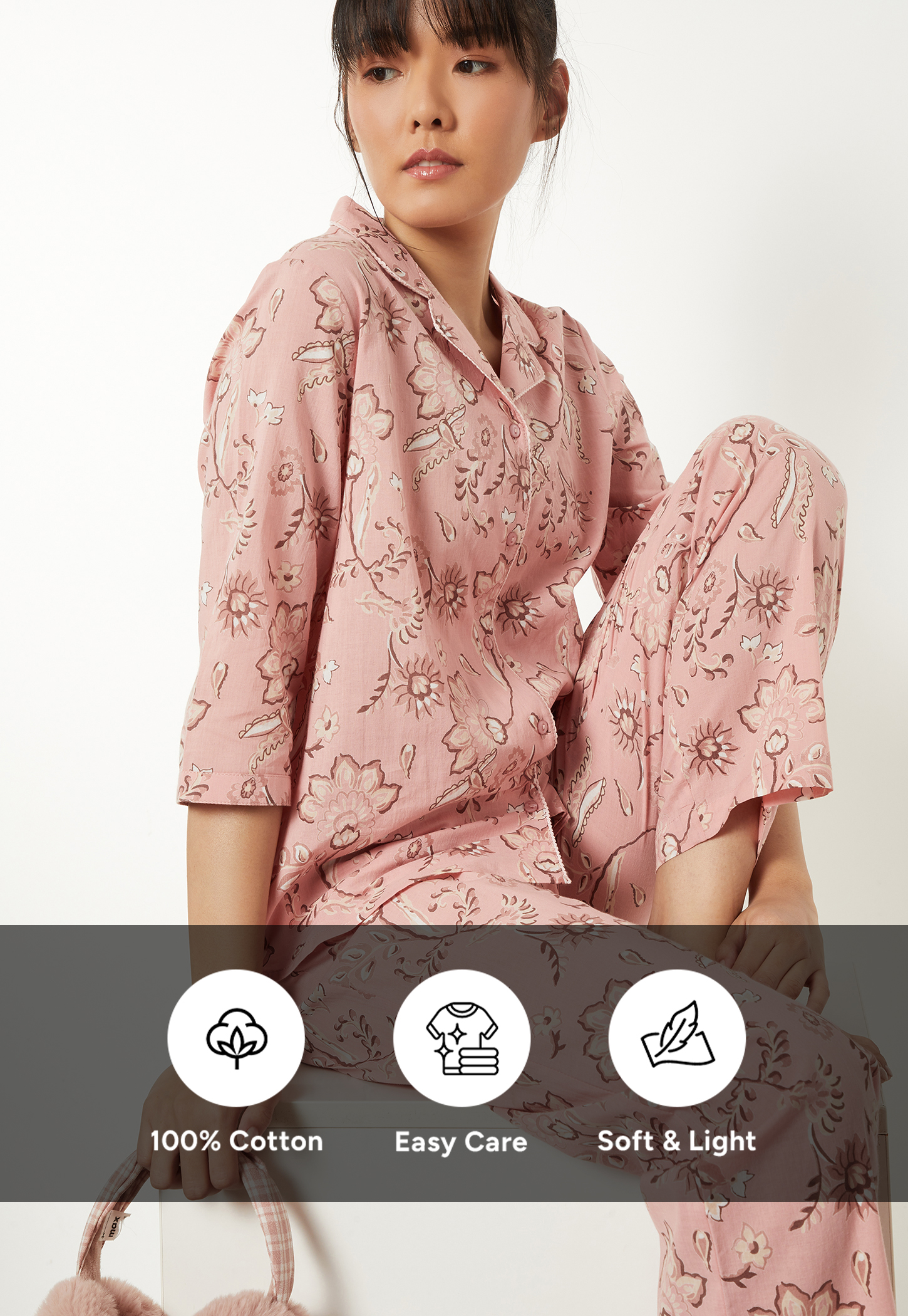 Women Pure Cotton Floral Printed PJ Set-image-10