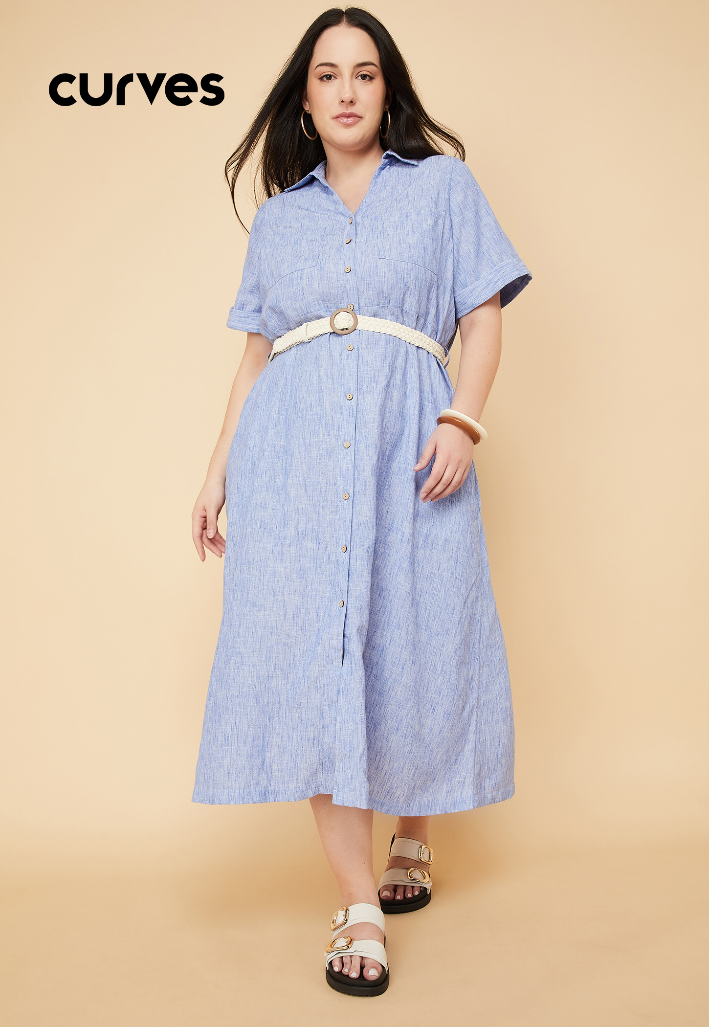 Women Textured Shirt Dress with Belt-picture-15