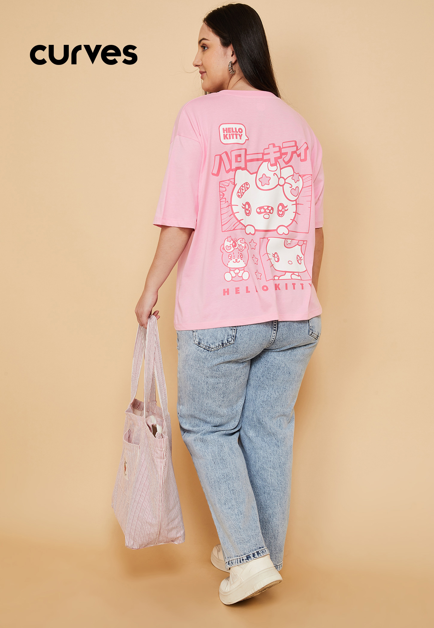 Women Hello Kitty Print Oversized T-shirt-image-44