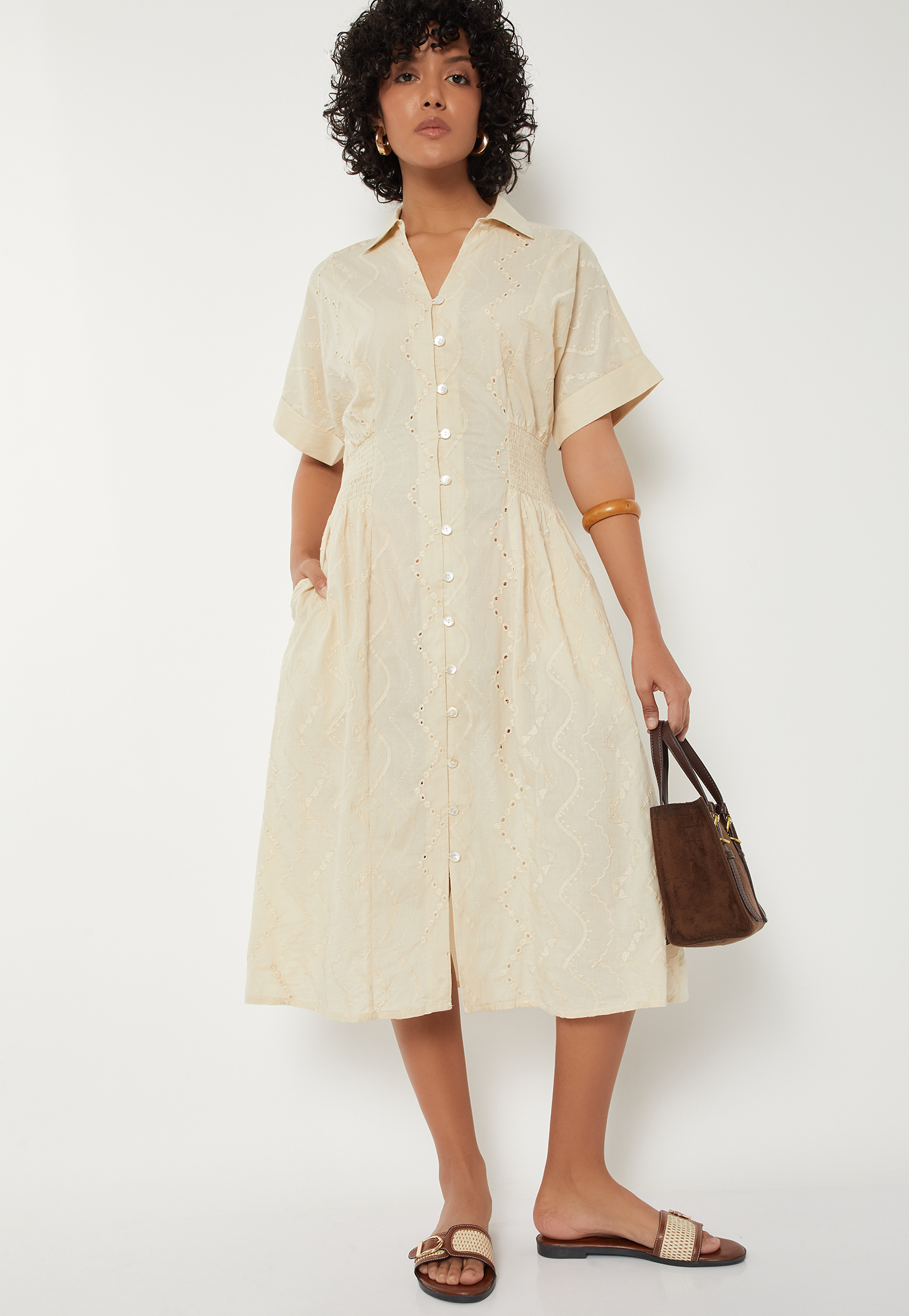 Women Schiffli Shirt Dress-picture-23