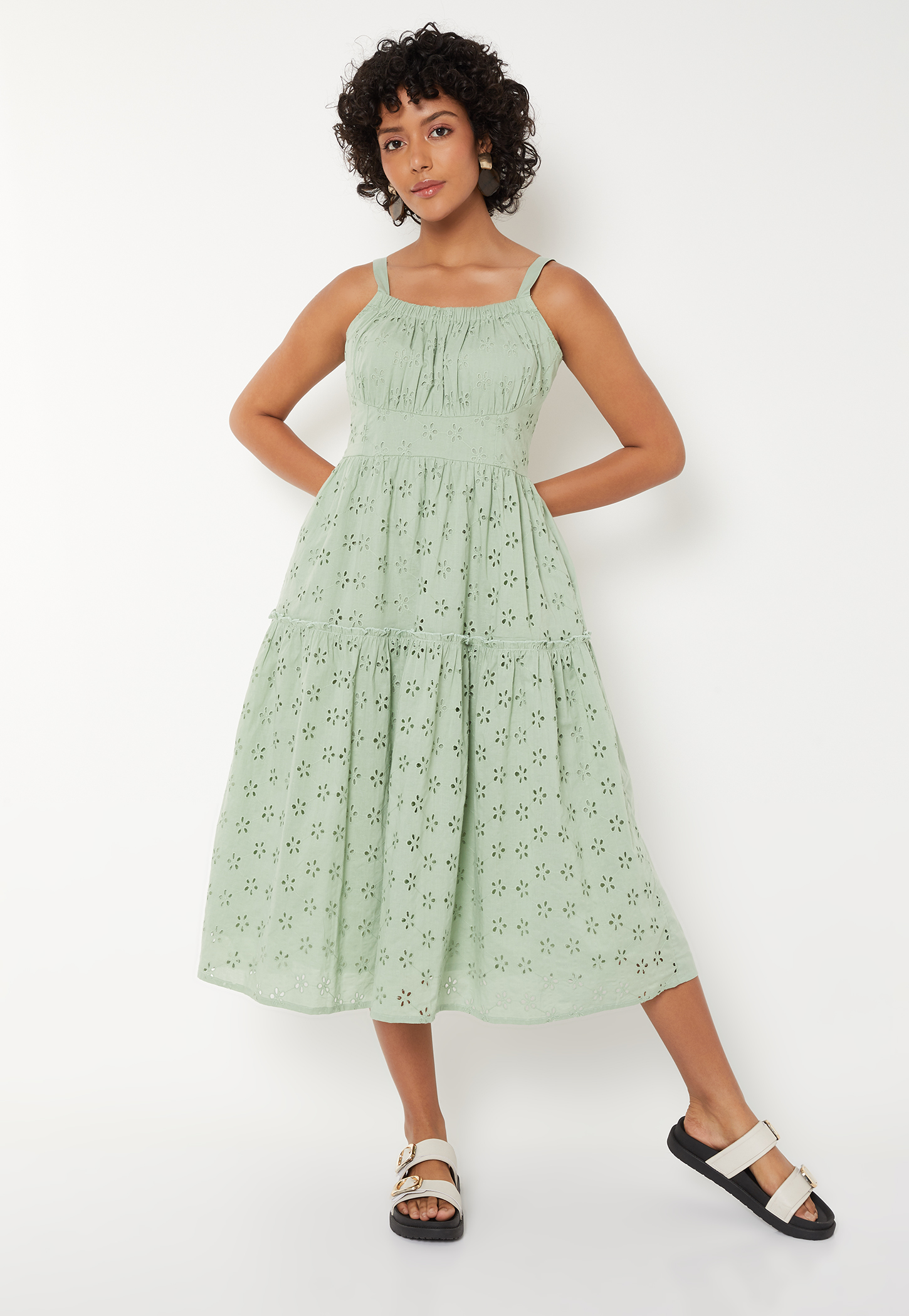 Women Schiffli Tiered Dress-image-23