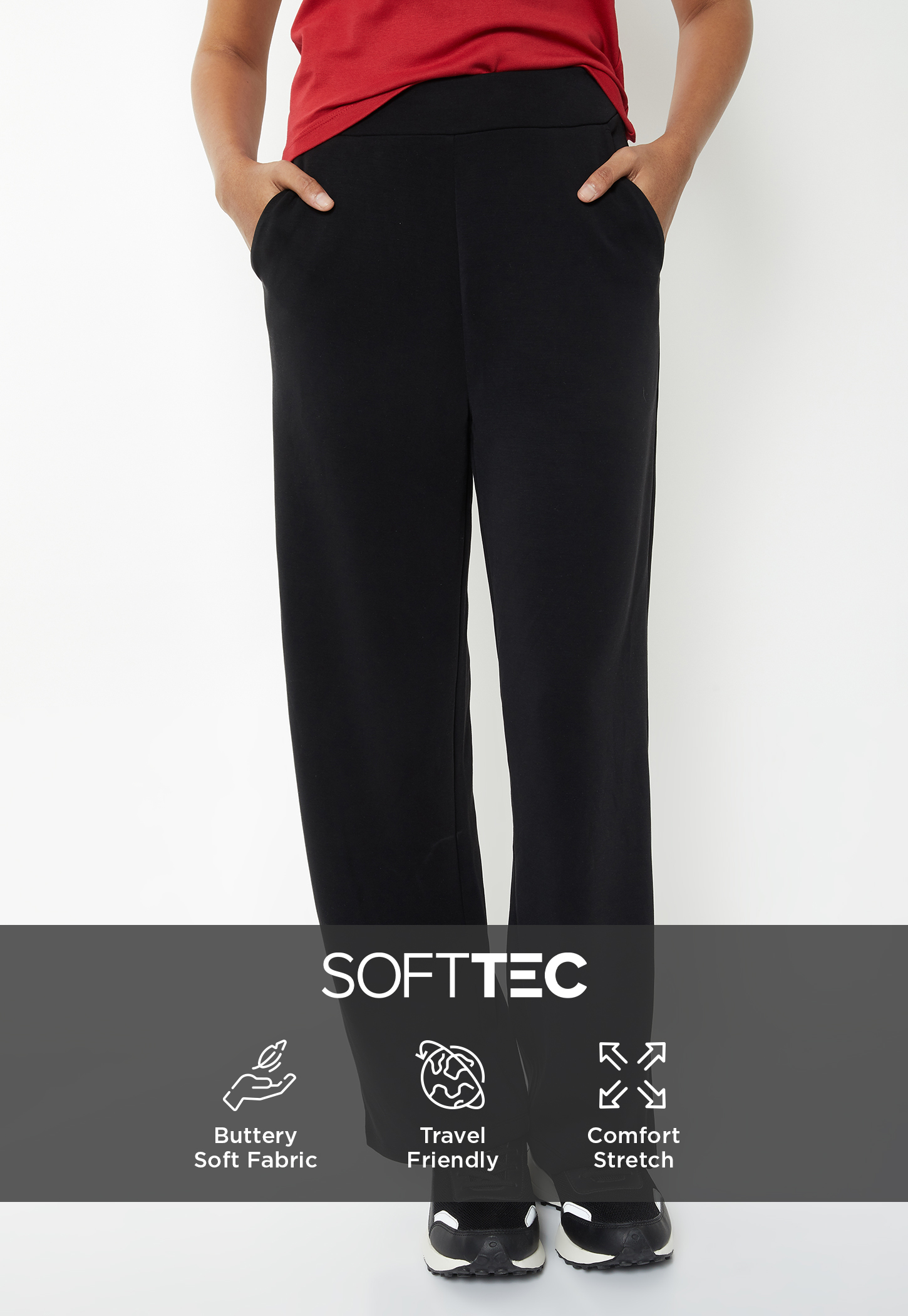Women Solid Wide Leg Track Pants-picture-34