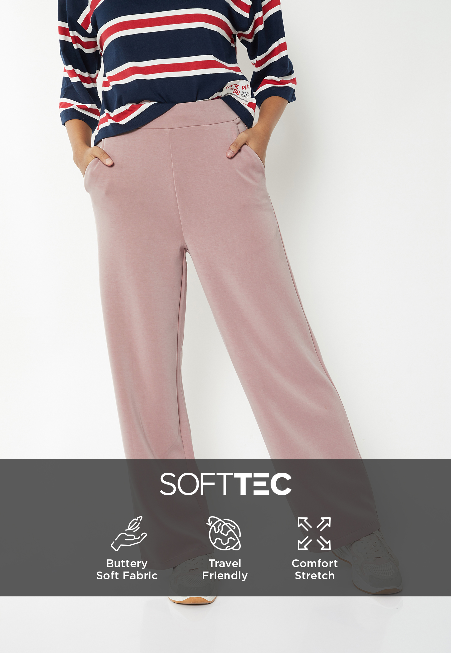 Women Solid Wide Leg Track Pants-picture-17