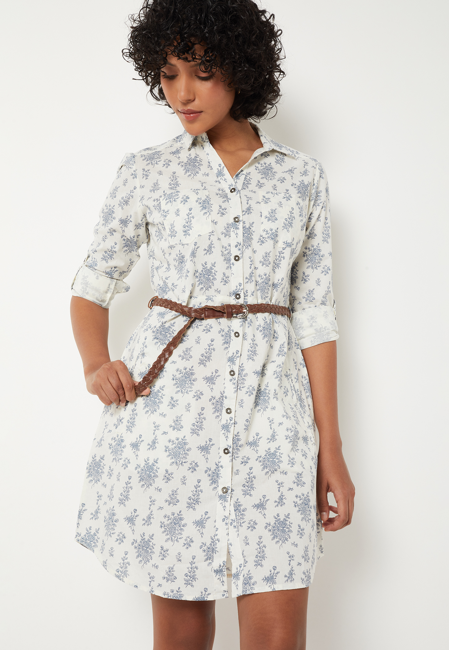 Women Floral Print Shirt Dress-picture-53