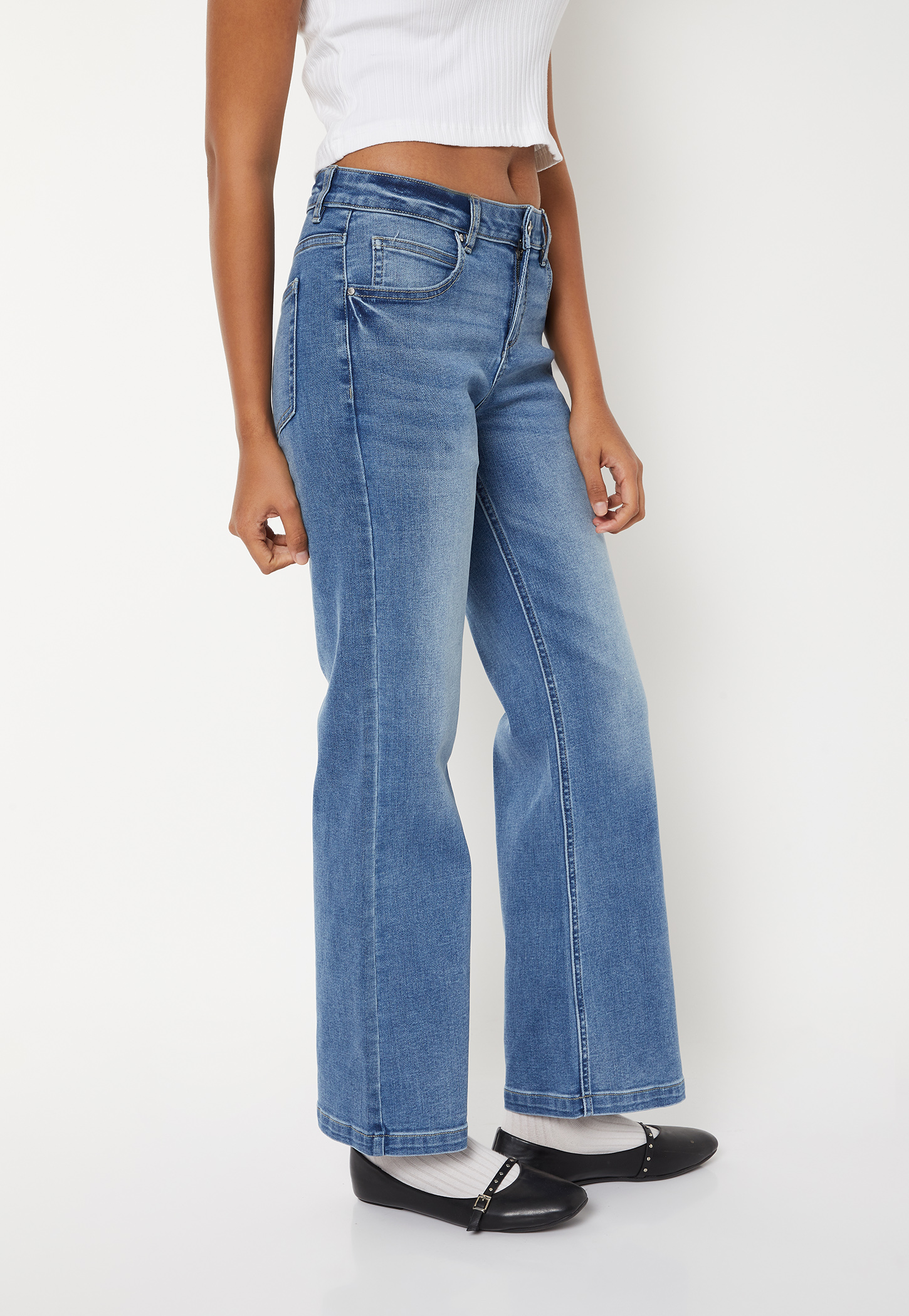 Women Medium Wash Flared Jeans-picture-37