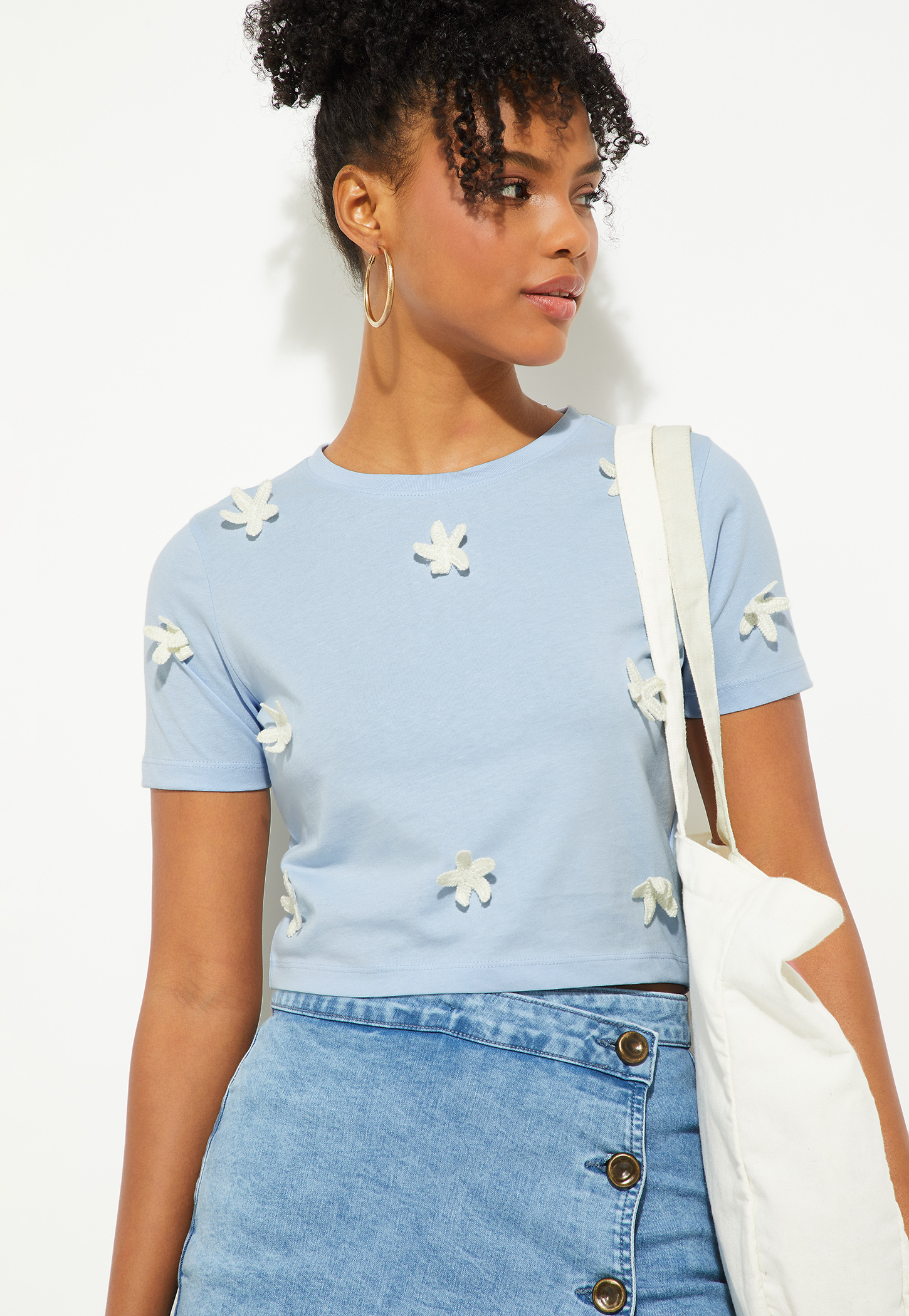 URB_N Women Flower Appliqued T-shirt-picture-51