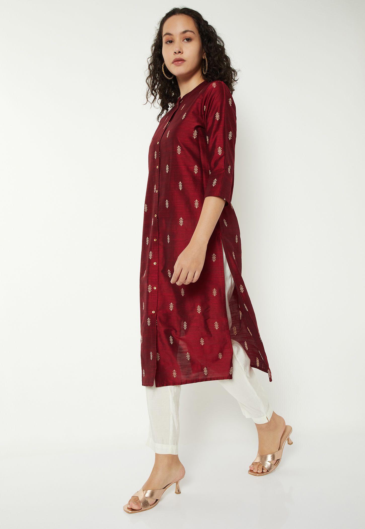 Women Woven Motif Straight Kurta-image-26