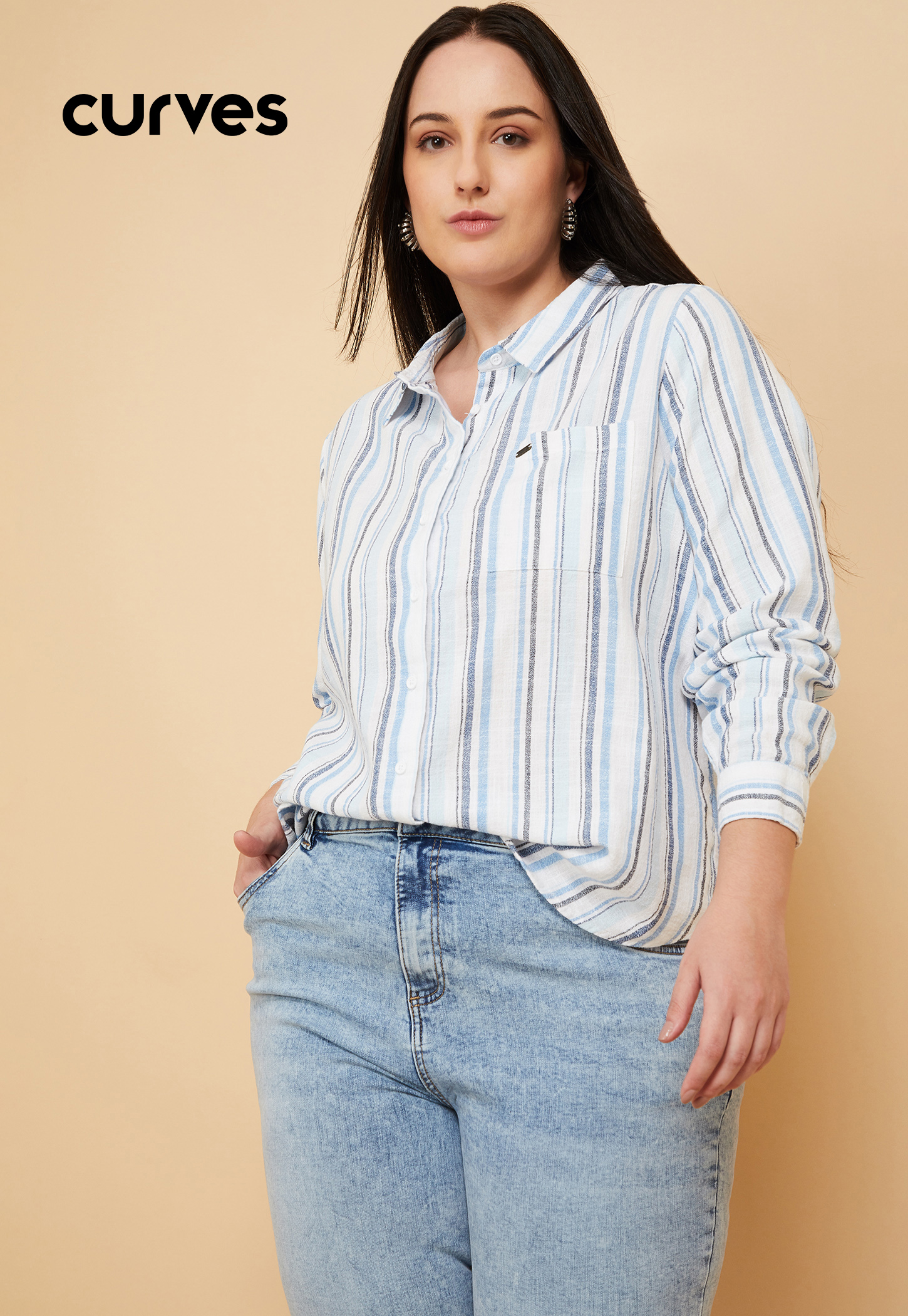 Women Mickey Mouse Embroidered Striped Shirt-picture-29