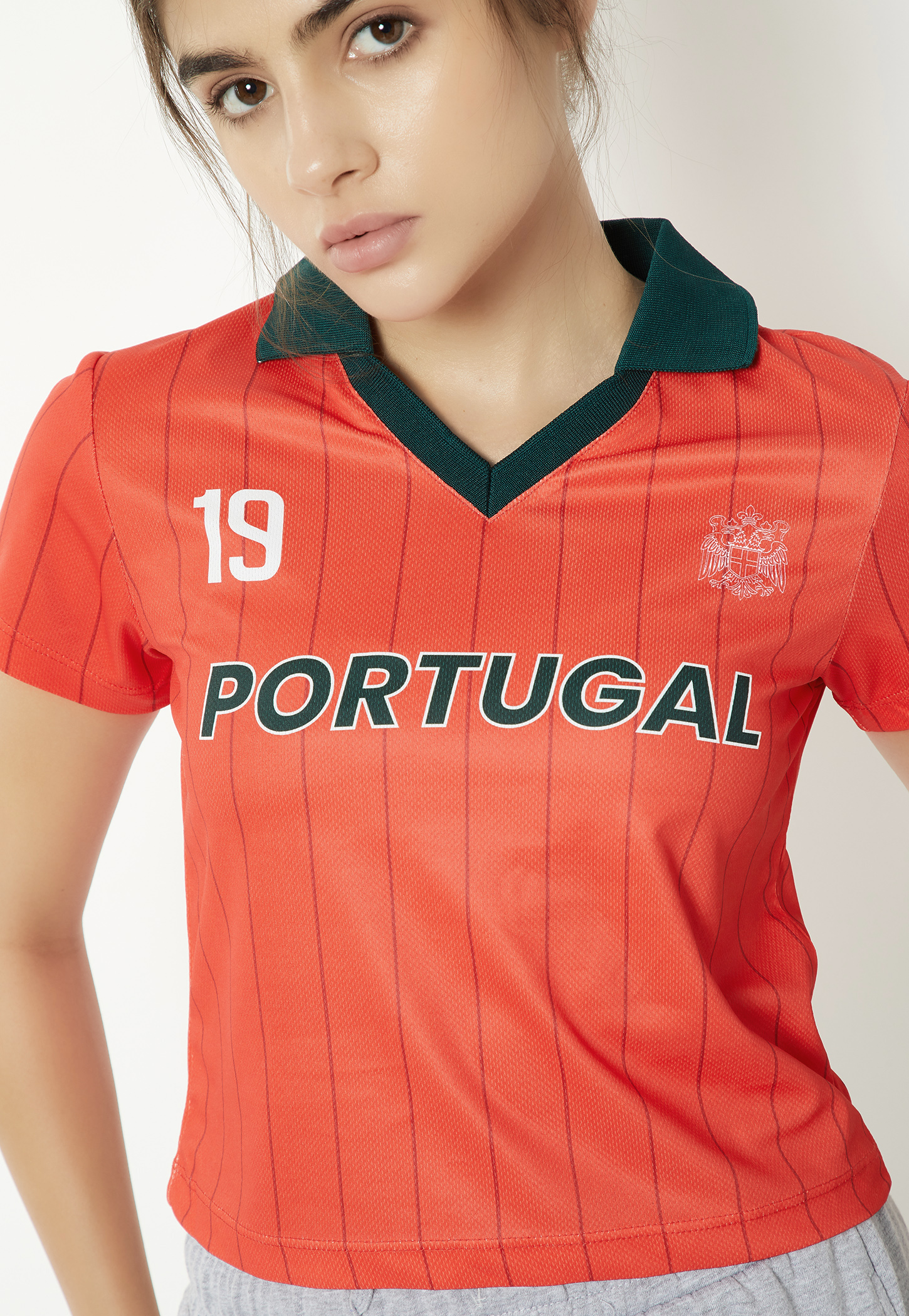 Women Striped Slim Fit Johnny Collar Sports T-shirt-image-7