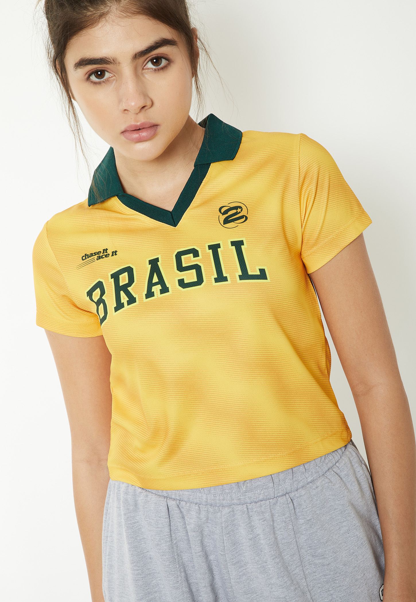 Women Printed Slim Fit Johnny Collar Sports T-shirt-image-8