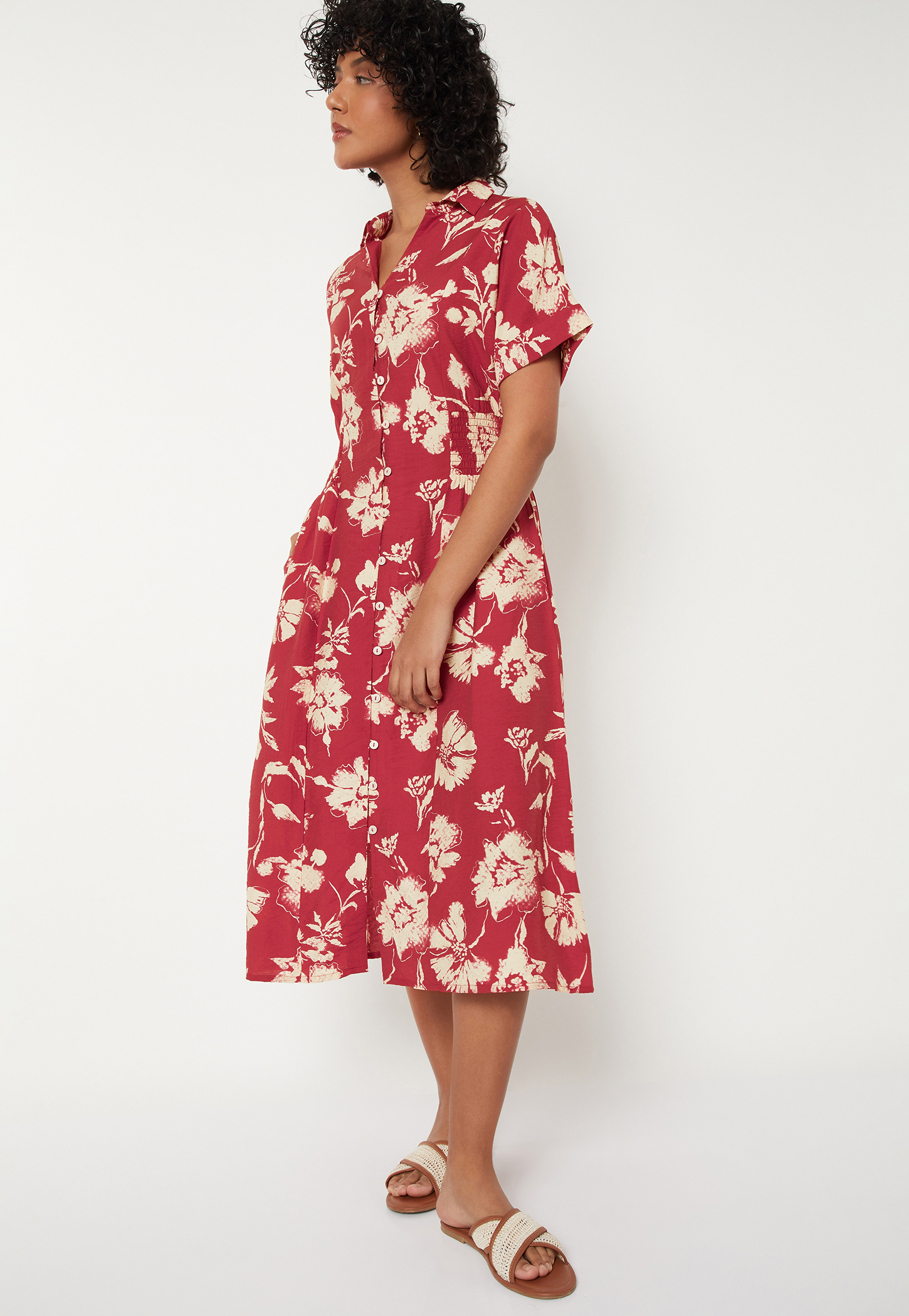 Women Floral Print Shirt Dress-picture-55