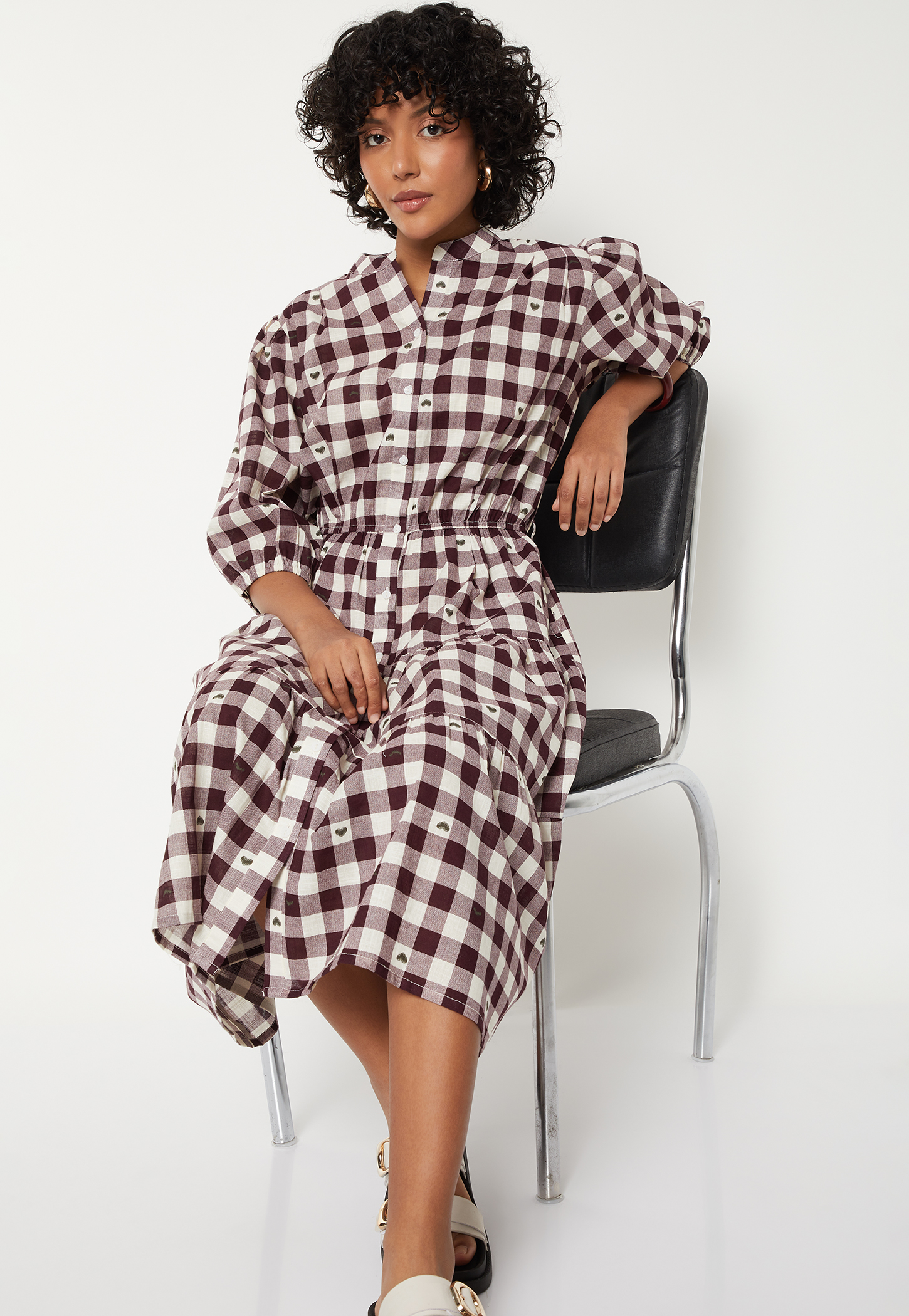 Women Checked Tiered Dress-picture-46