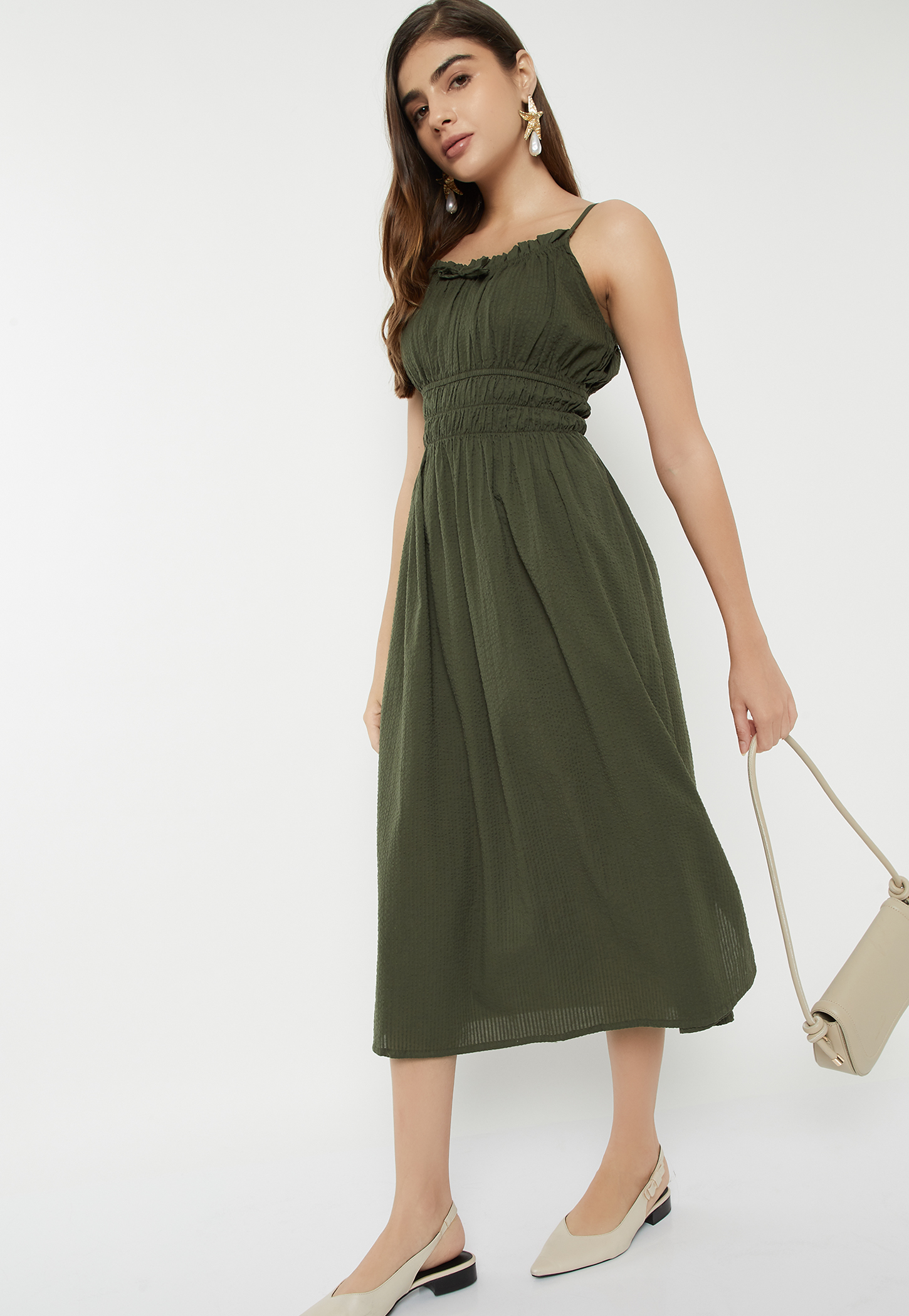 Women Seersucker Midi Dress-picture-31