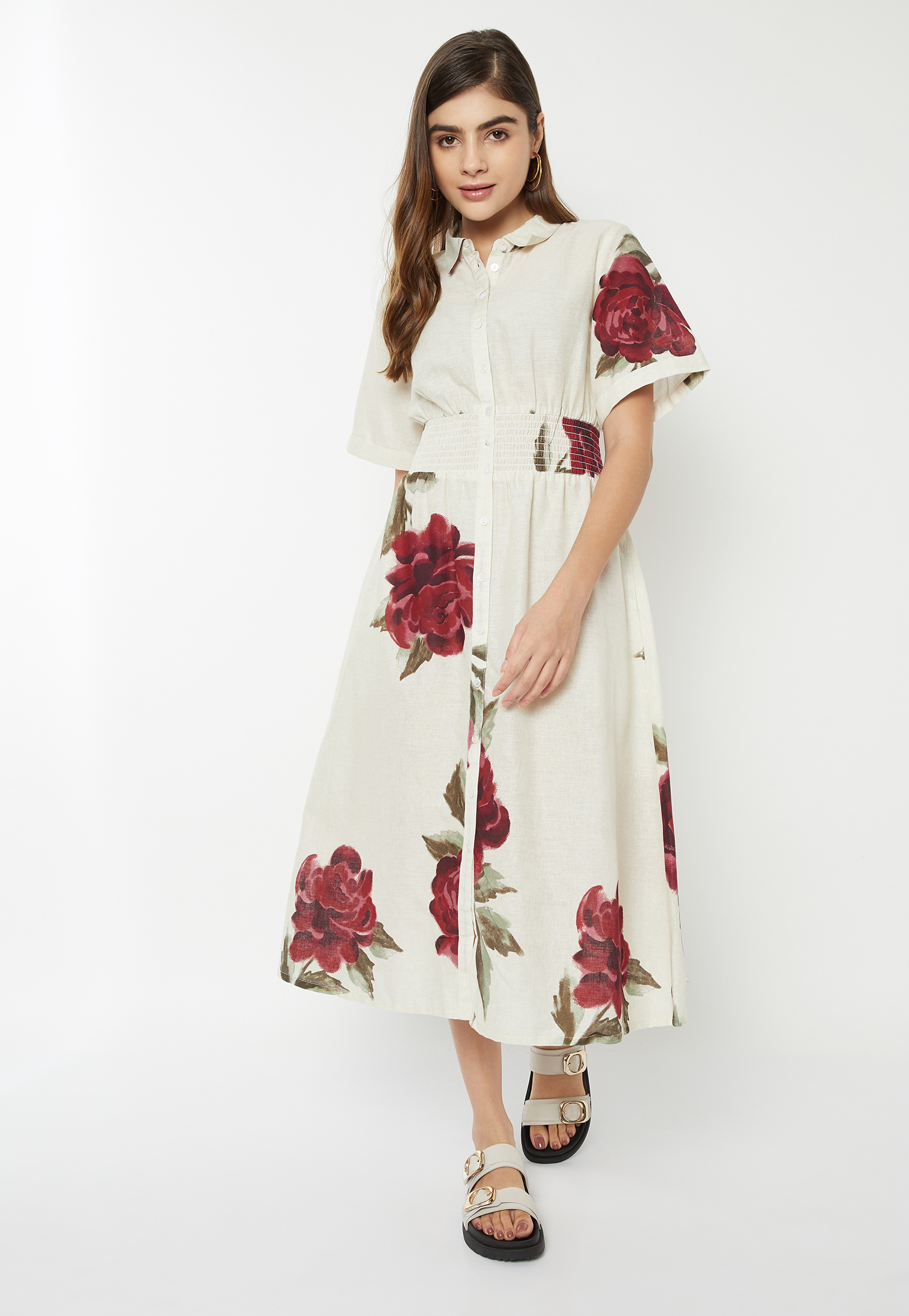 Women Floral Print Shirt Dress-picture-39