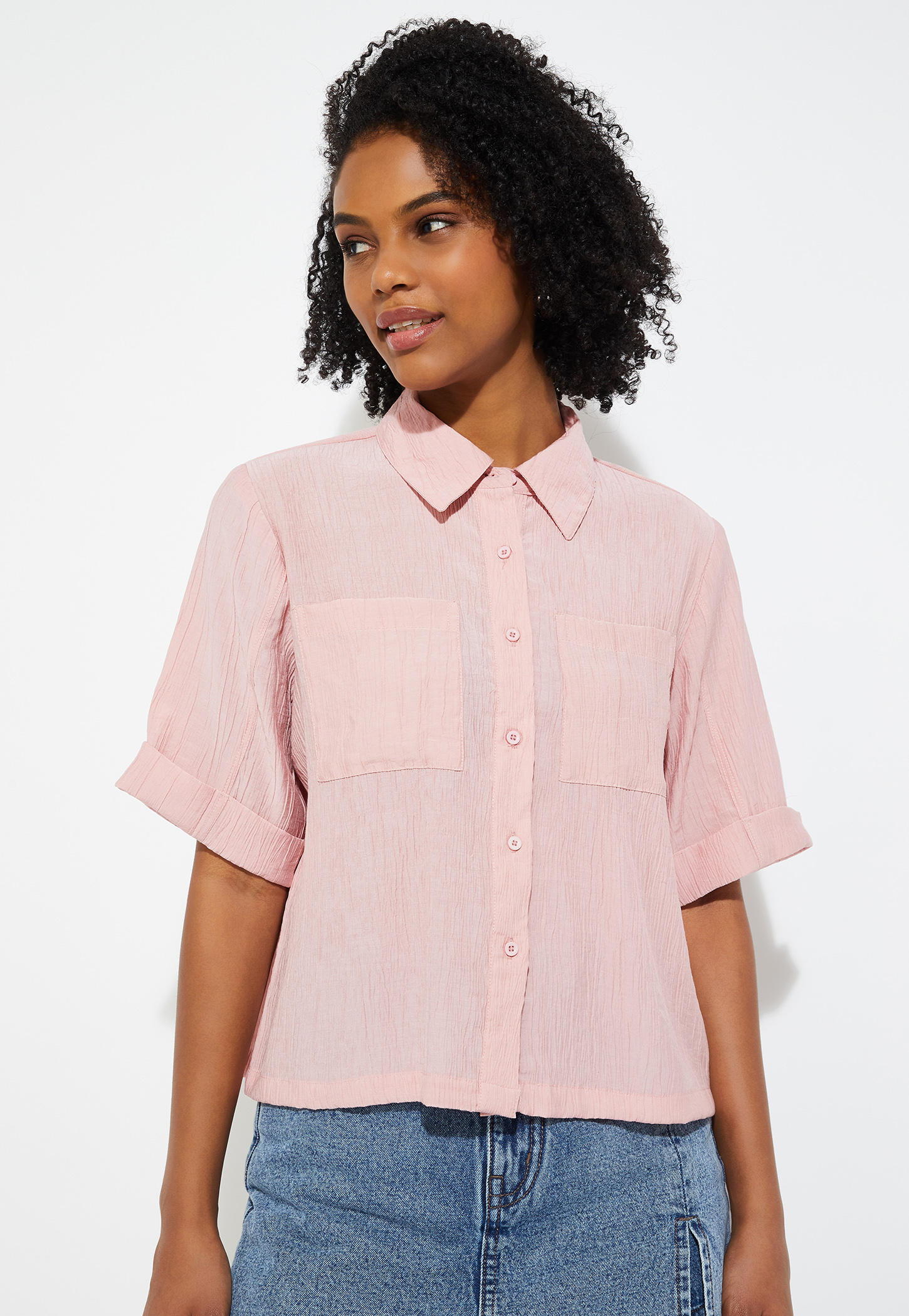 ALAYA F x URB_N Women Textured Boxy Fit Shirt