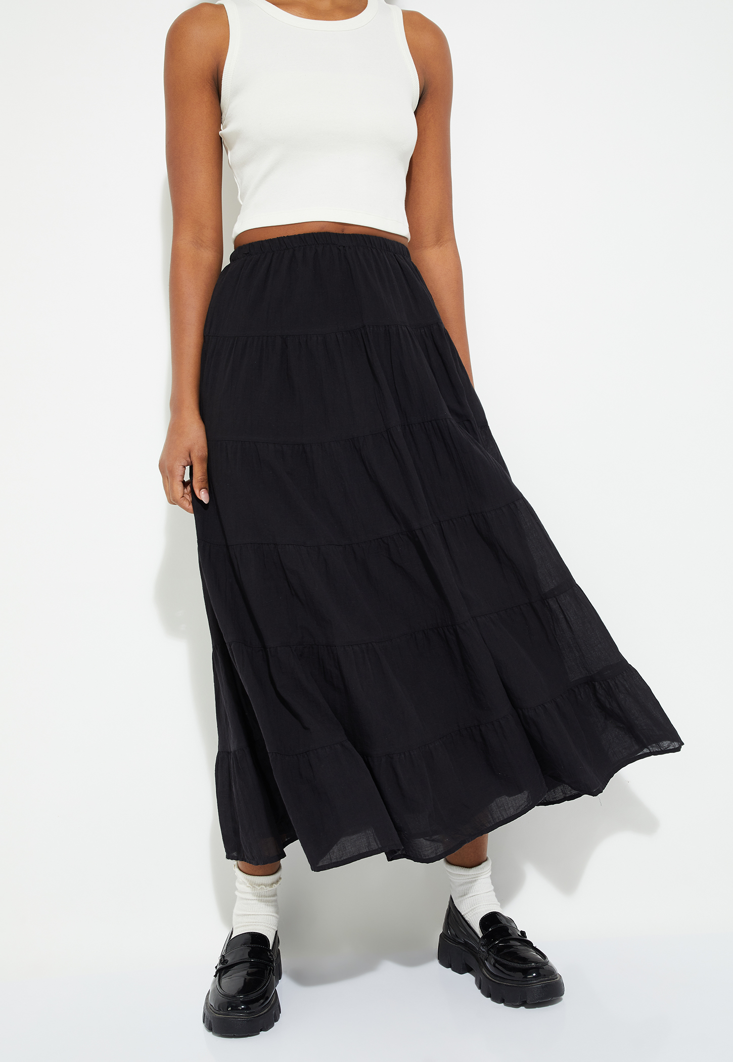 URB_N Women Solid Tiered Skirt-image-19