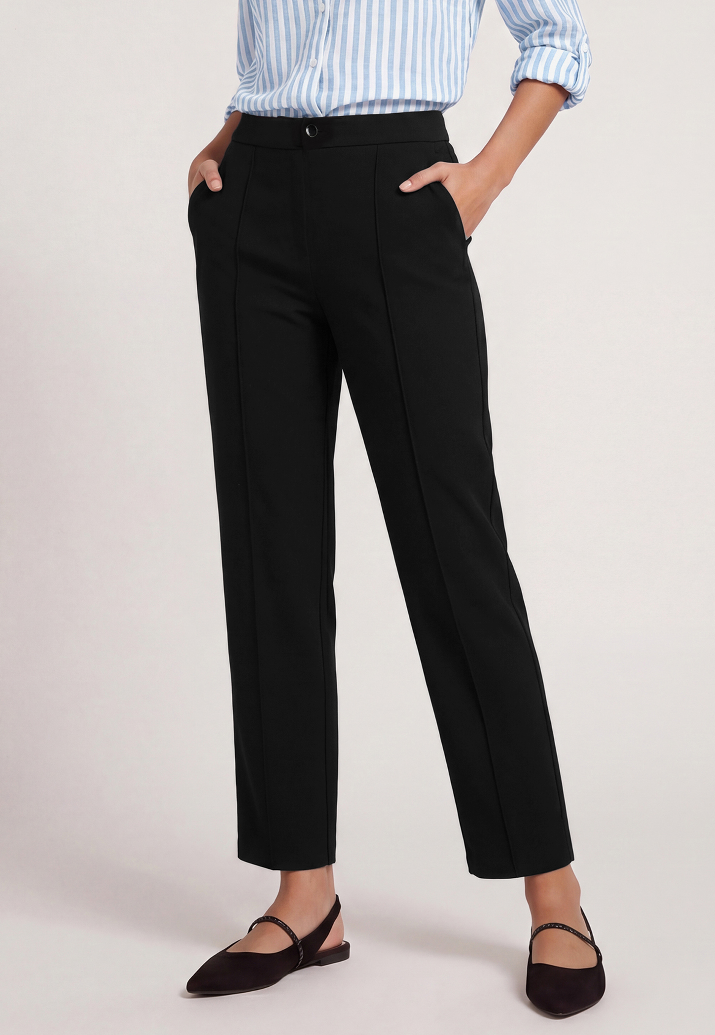 Women Pintuck Tapered Fit Trousers-picture-25