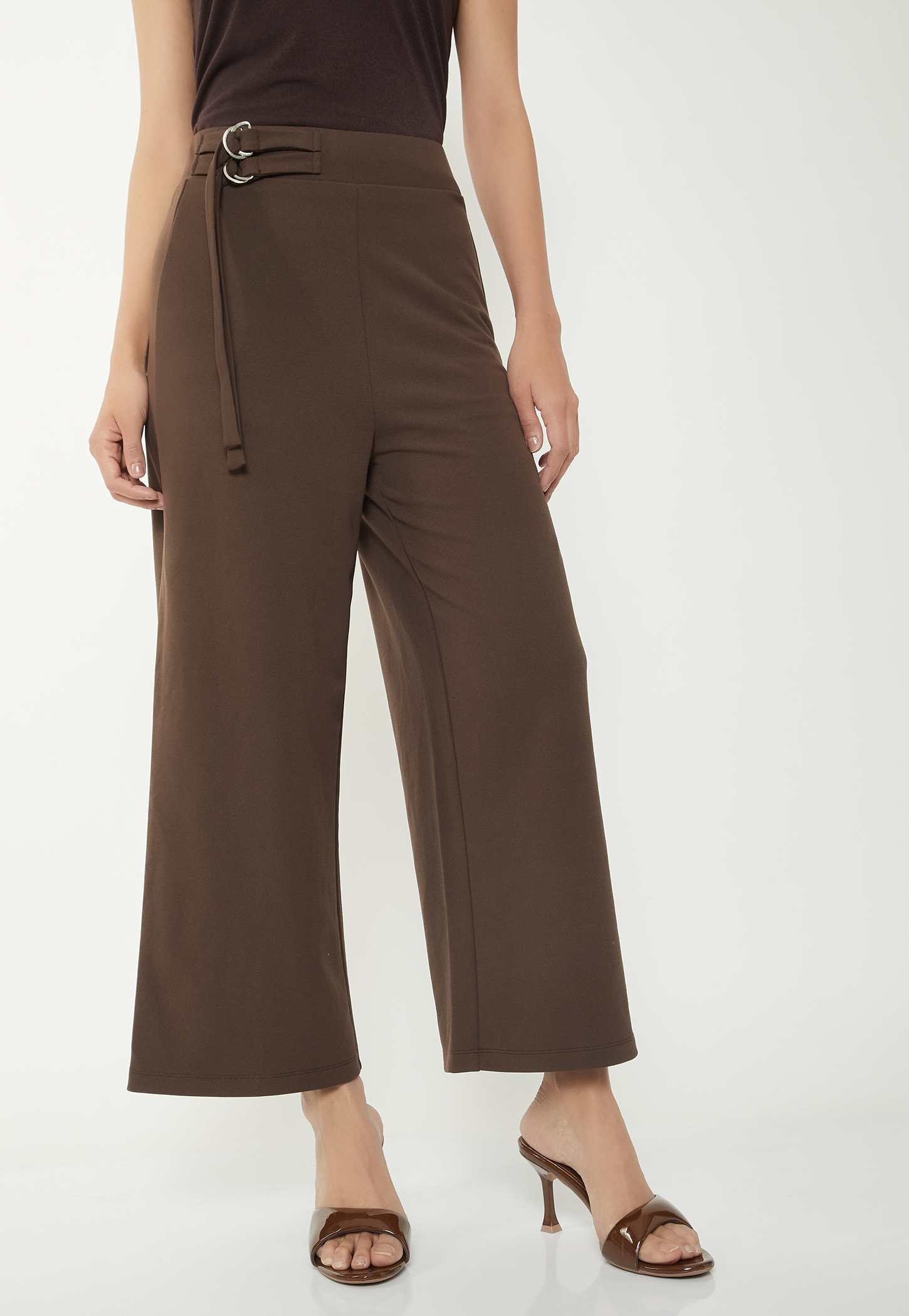Women Solid Wide Leg Trousers-picture-54