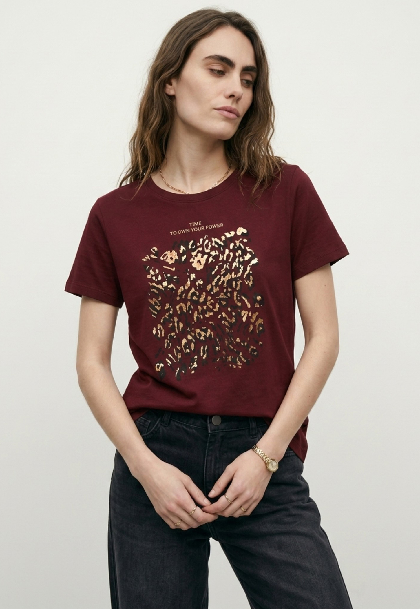 Women Foil Print T-shirt-picture-19
