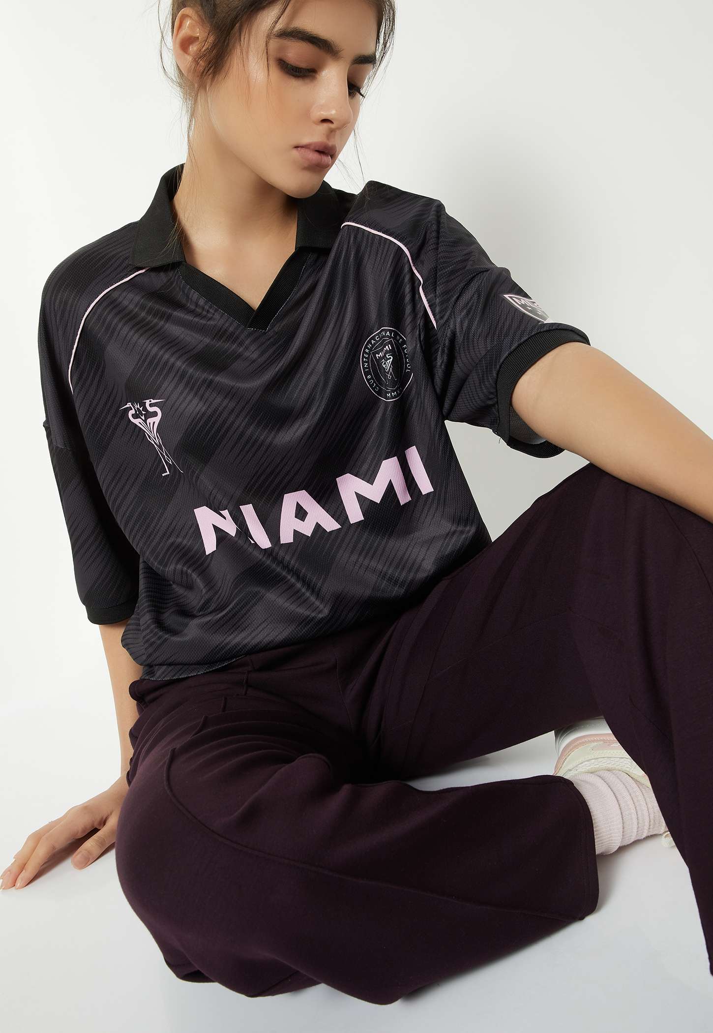 Women Printed Johnny Collar Sports T-shirt-picture-51