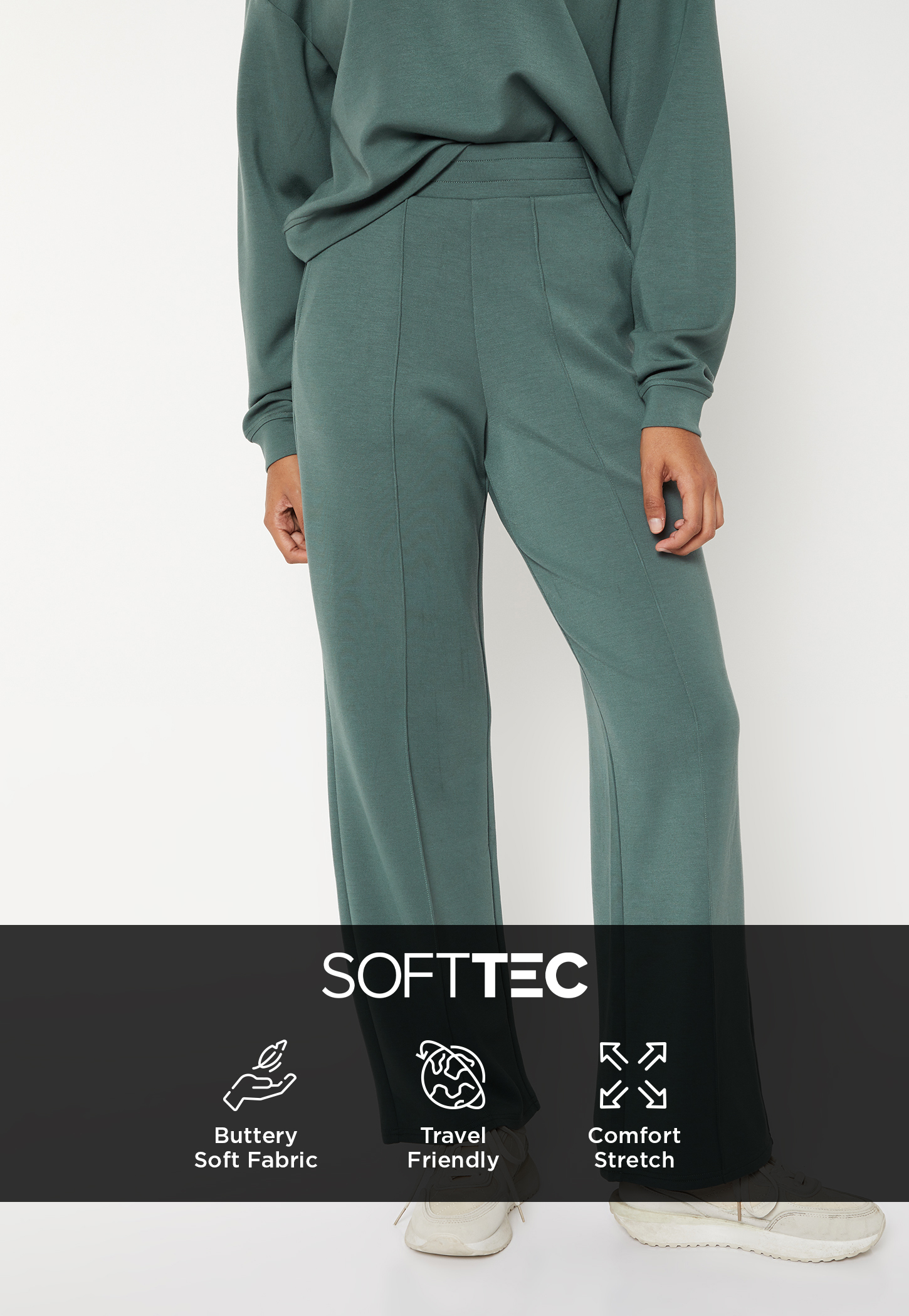 Women Pintuck Wide Leg Sports Track Pants-image-25