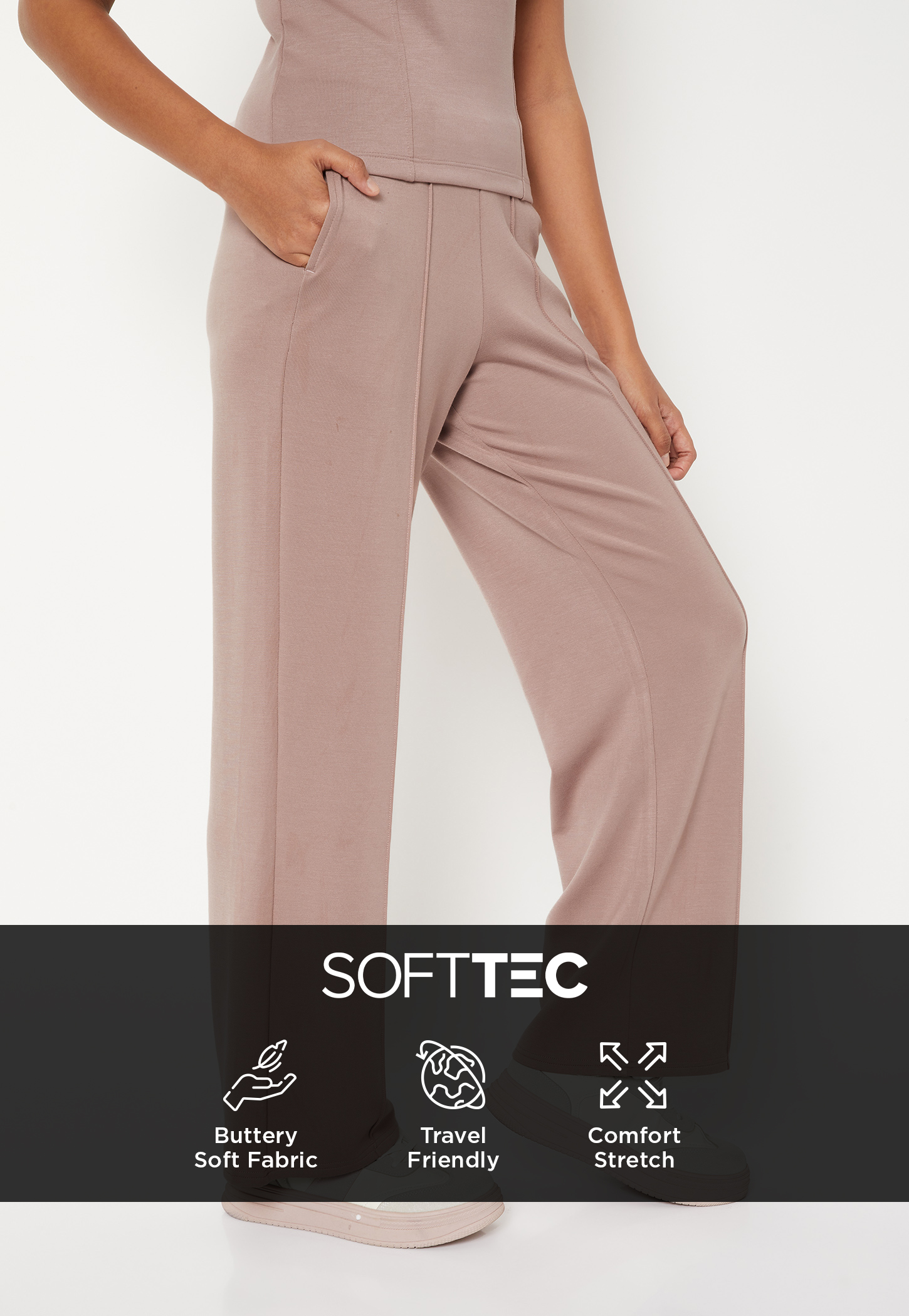 Women Pintuck Wide Leg Sports Track Pants-picture-35