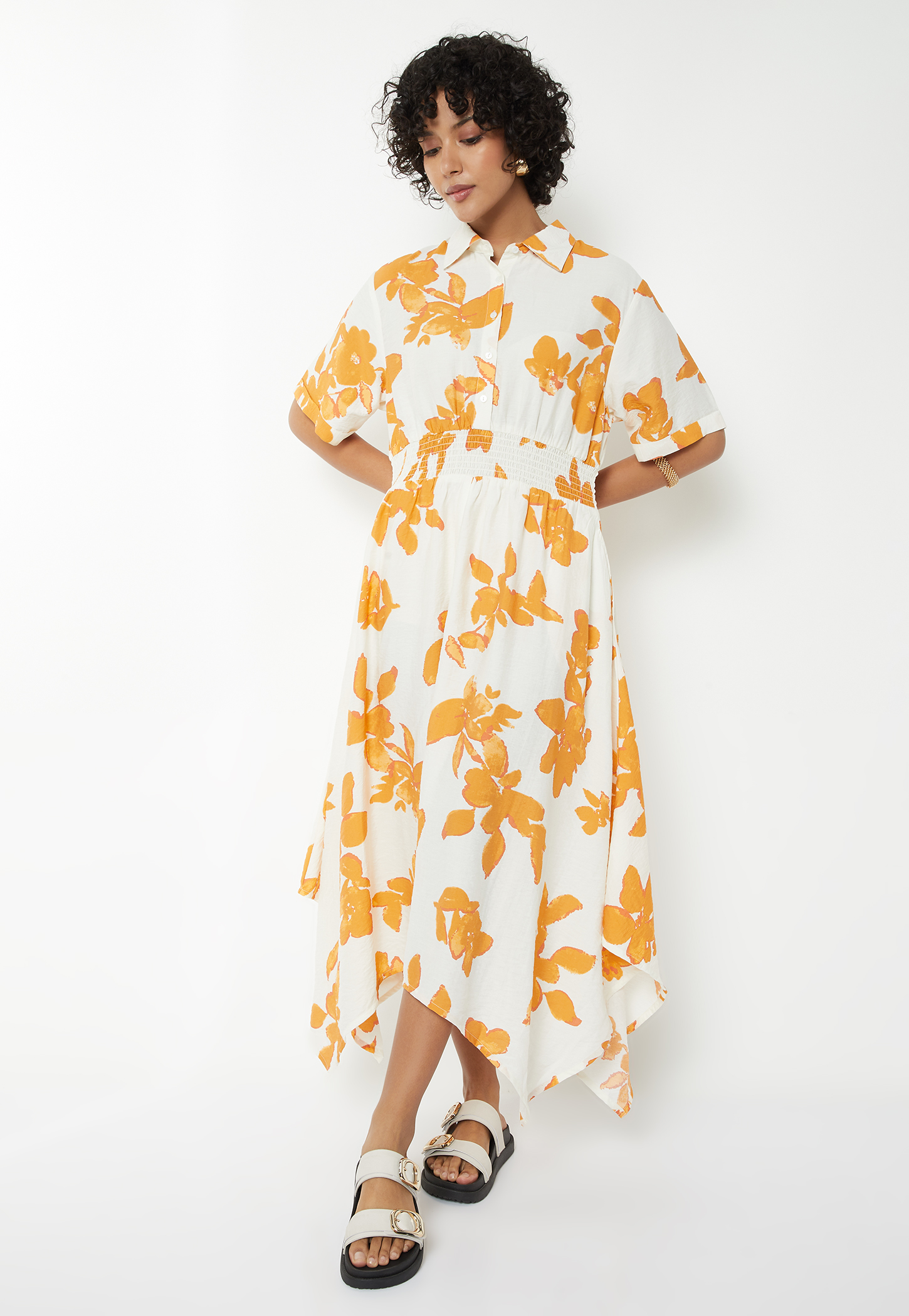 Women Floral Print Asymmetric Dress-picture-52