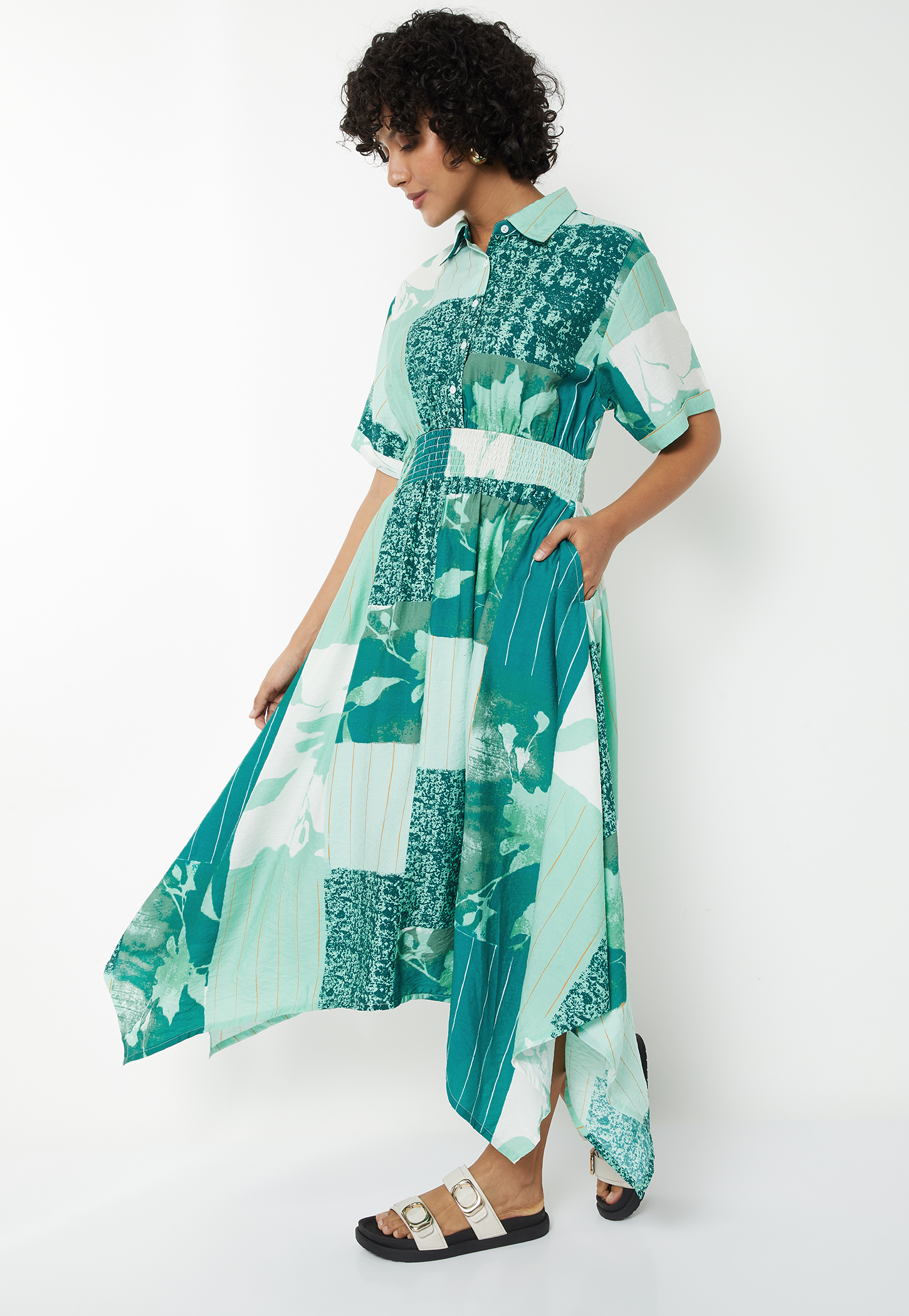 Women Printed Asymmetric Dress-image-24
