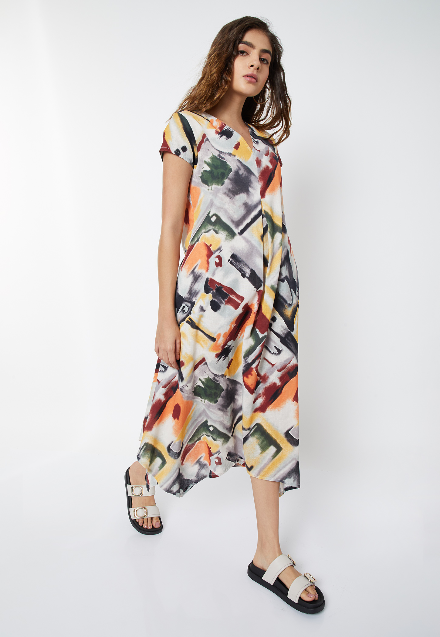 Women Printed Asymmetric Midi Dress-picture-26