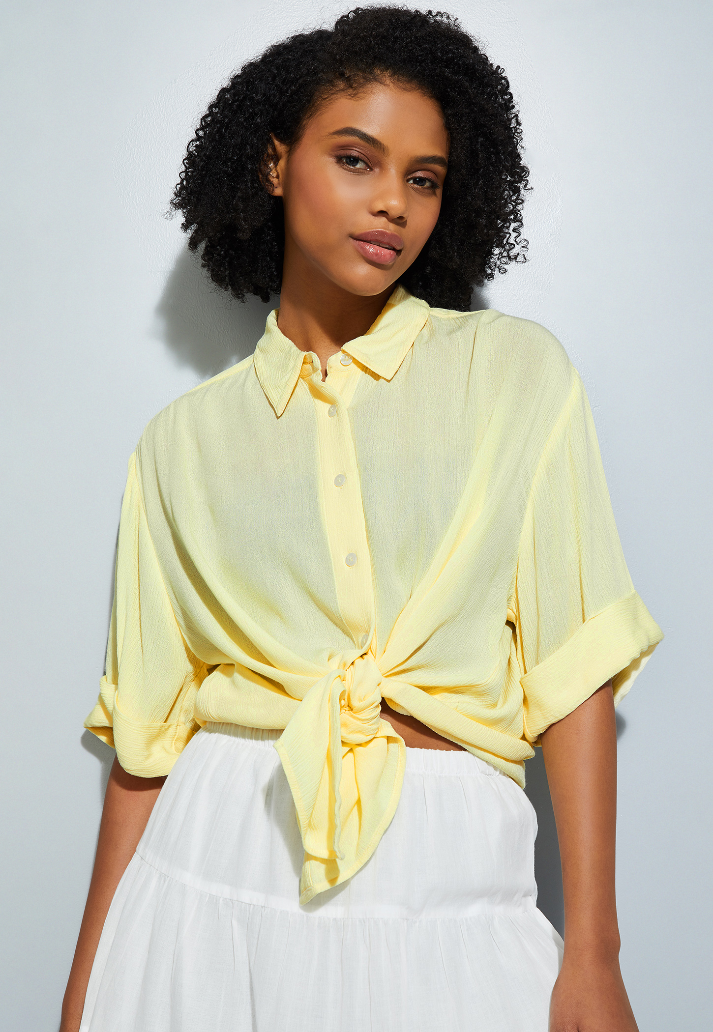 URB_N Women Textured Loose Fit Shirt