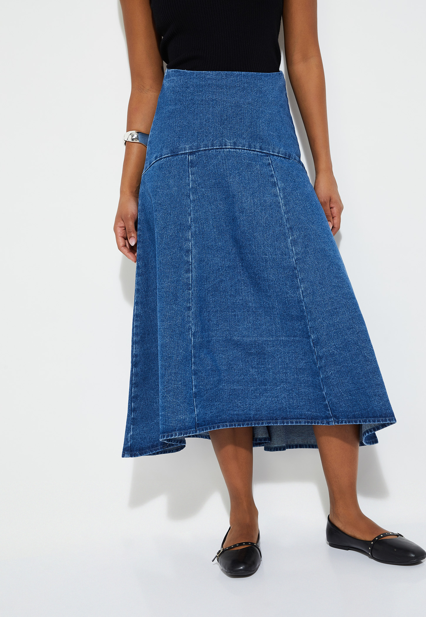 Women Solid Skater Skirt-image-14