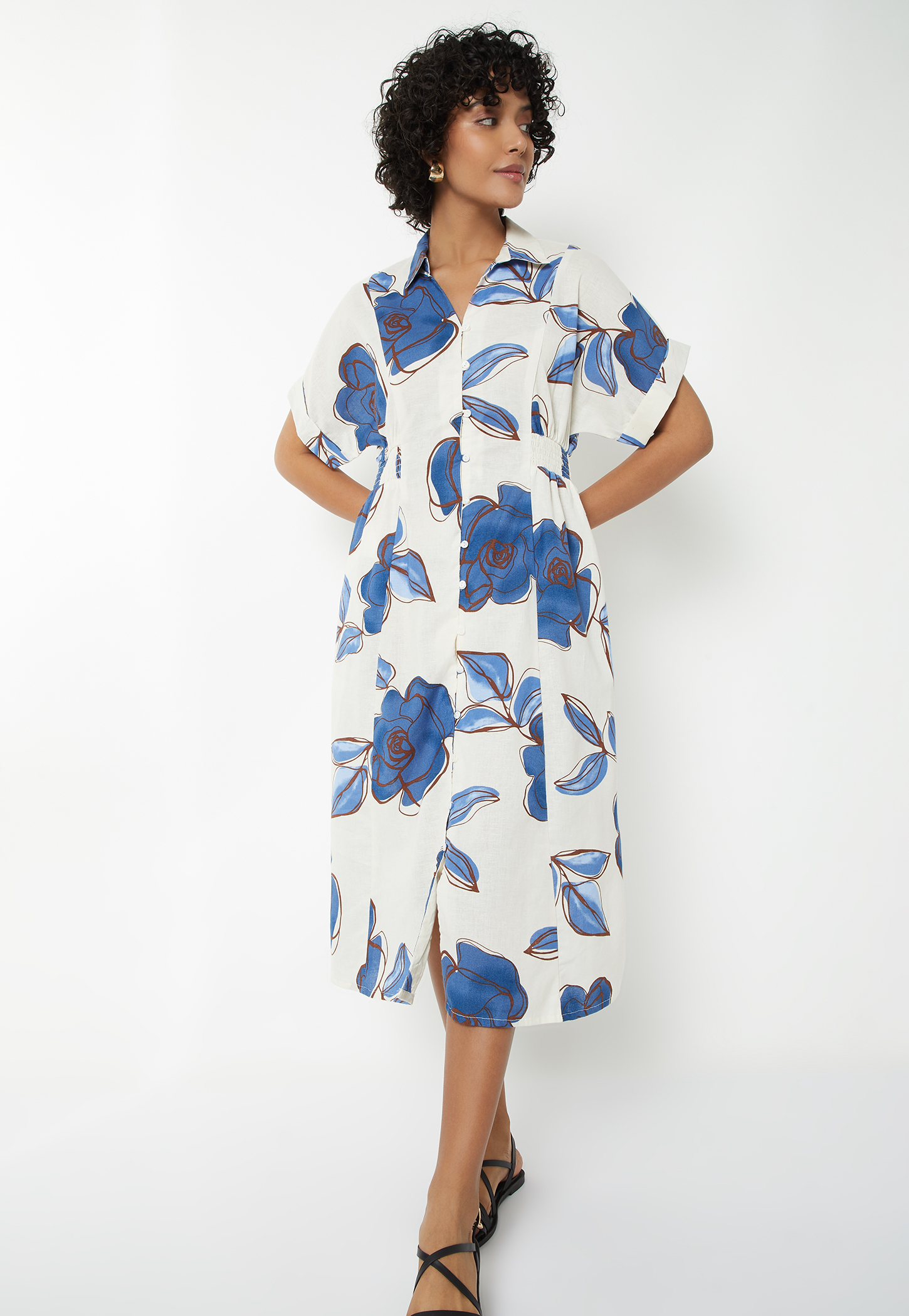 Women Floral Print Shirt Dress-image-23