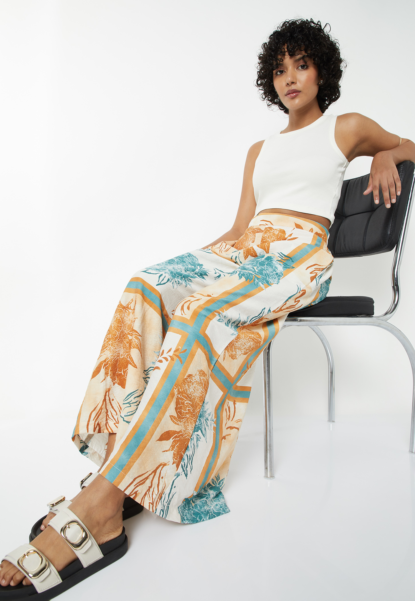 Women Printed Wide Leg Palazzos-image-35