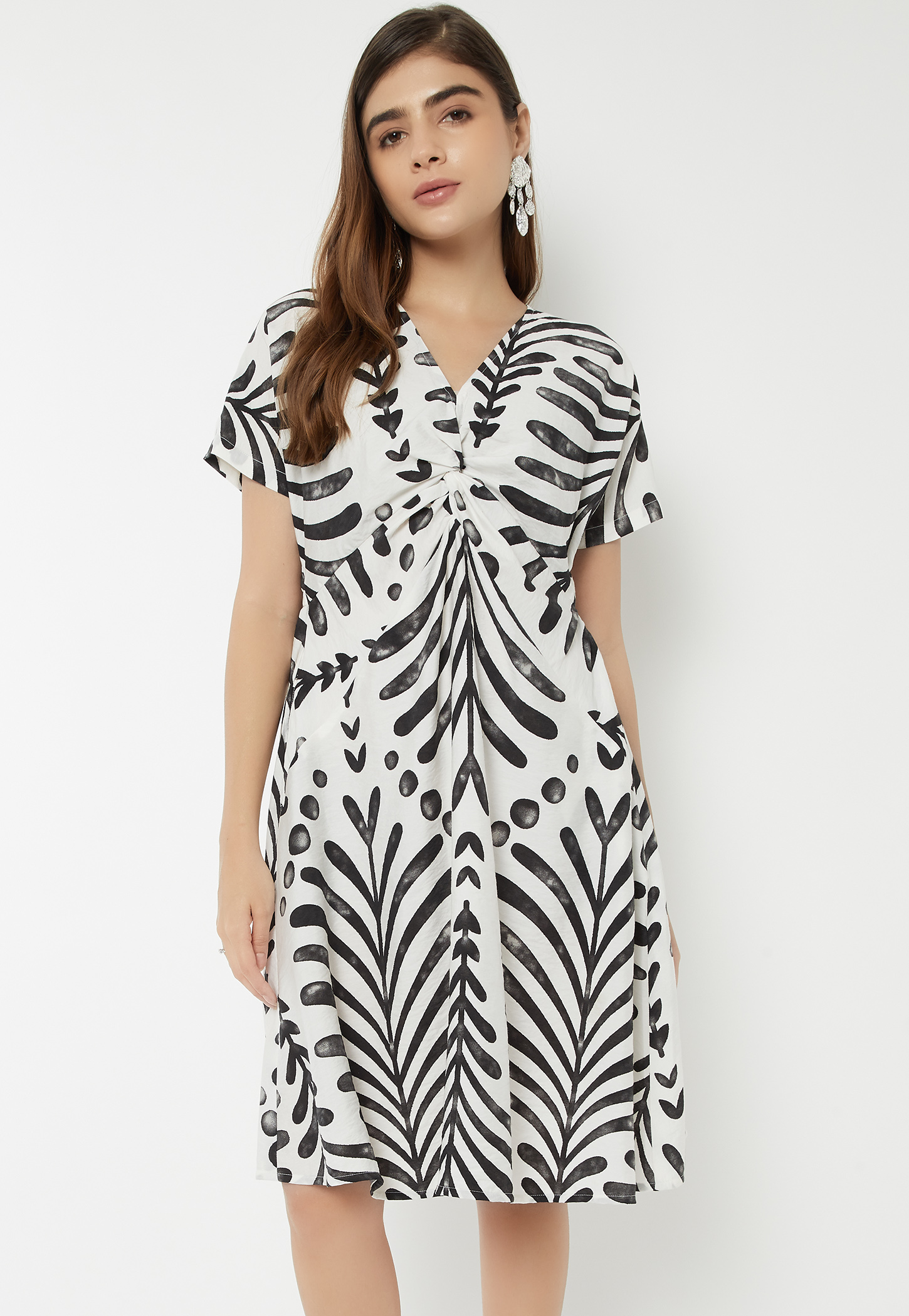 Women Printed Twisted Front A-line Dress-picture-34
