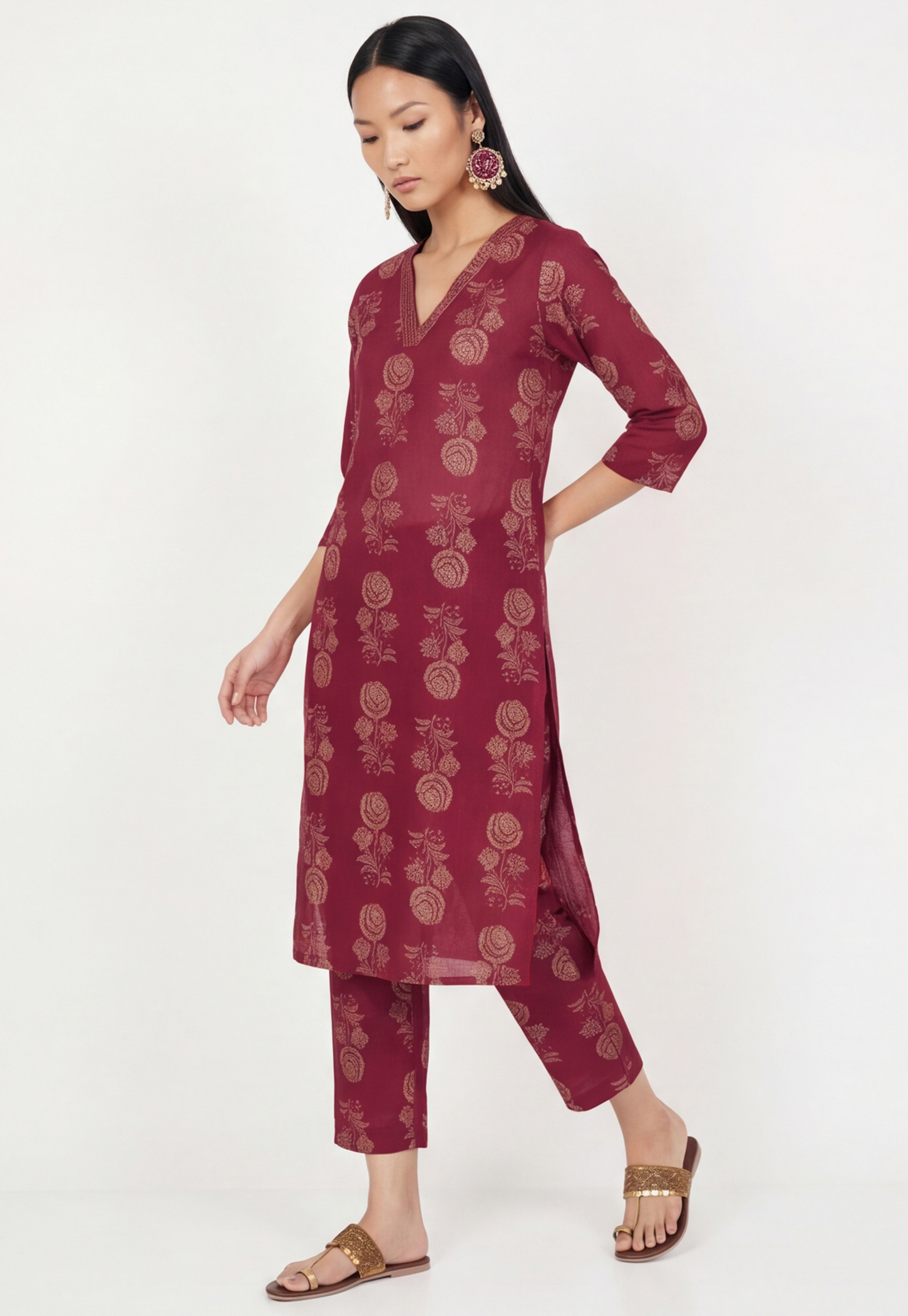 Floral Print Straight Kurta Set-picture-22